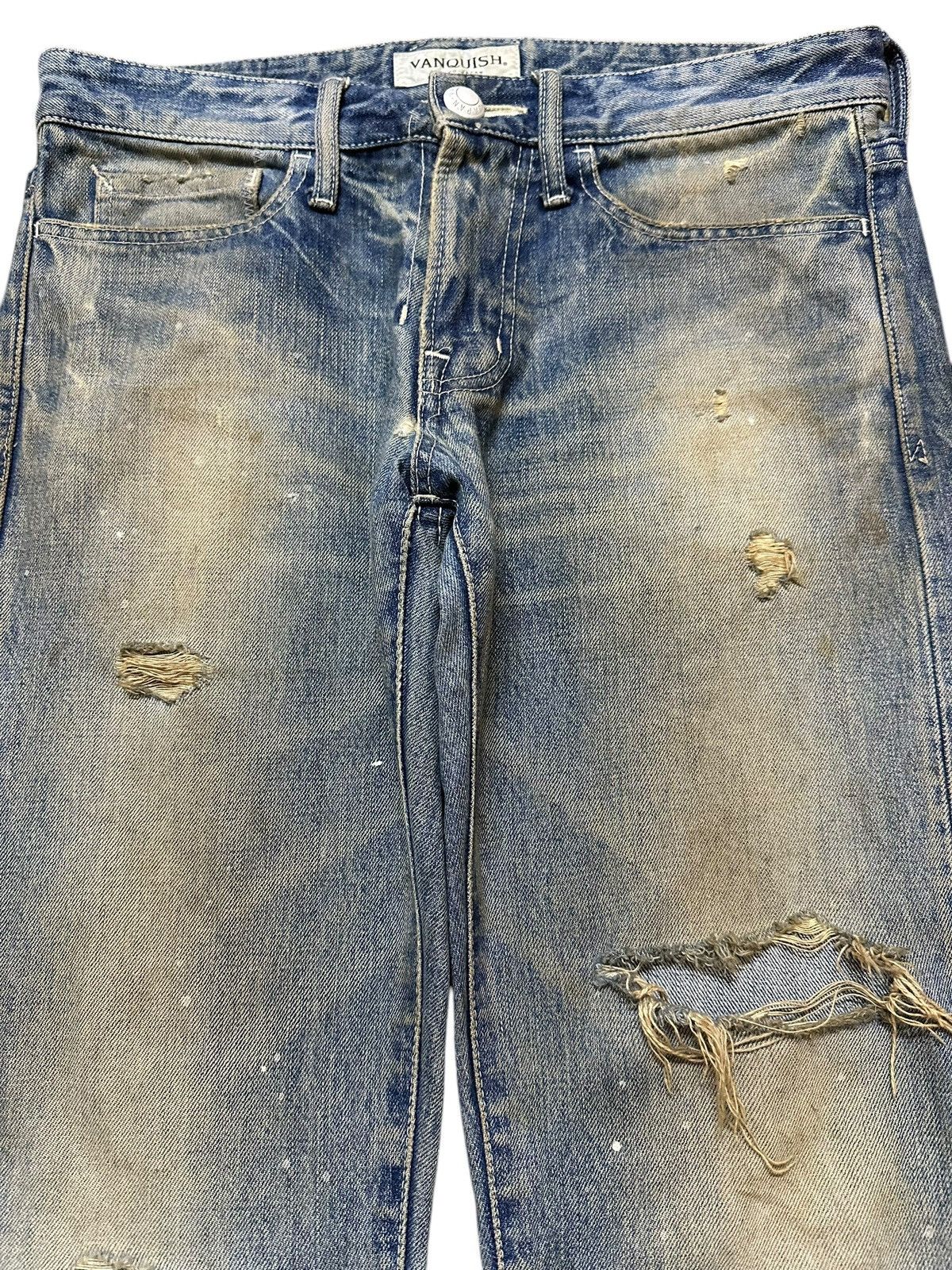 Japanese Brand Vintage Japanese Vanquish Mud Faded Wash Distressed Jeans Size US 32 / EU 48 - 3 Thumbnail