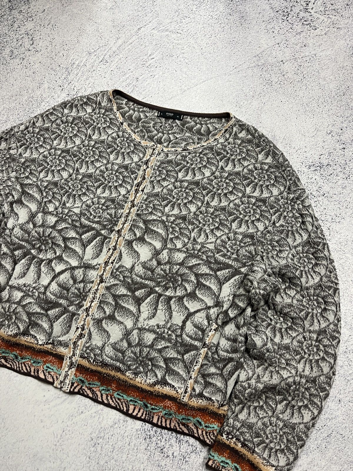 Vintage Ivko Woman Jacquard Cardigan Sea Shell Pattern Size XL Size XL / US 12-14 / IT 48-50 - 3 Thumbnail