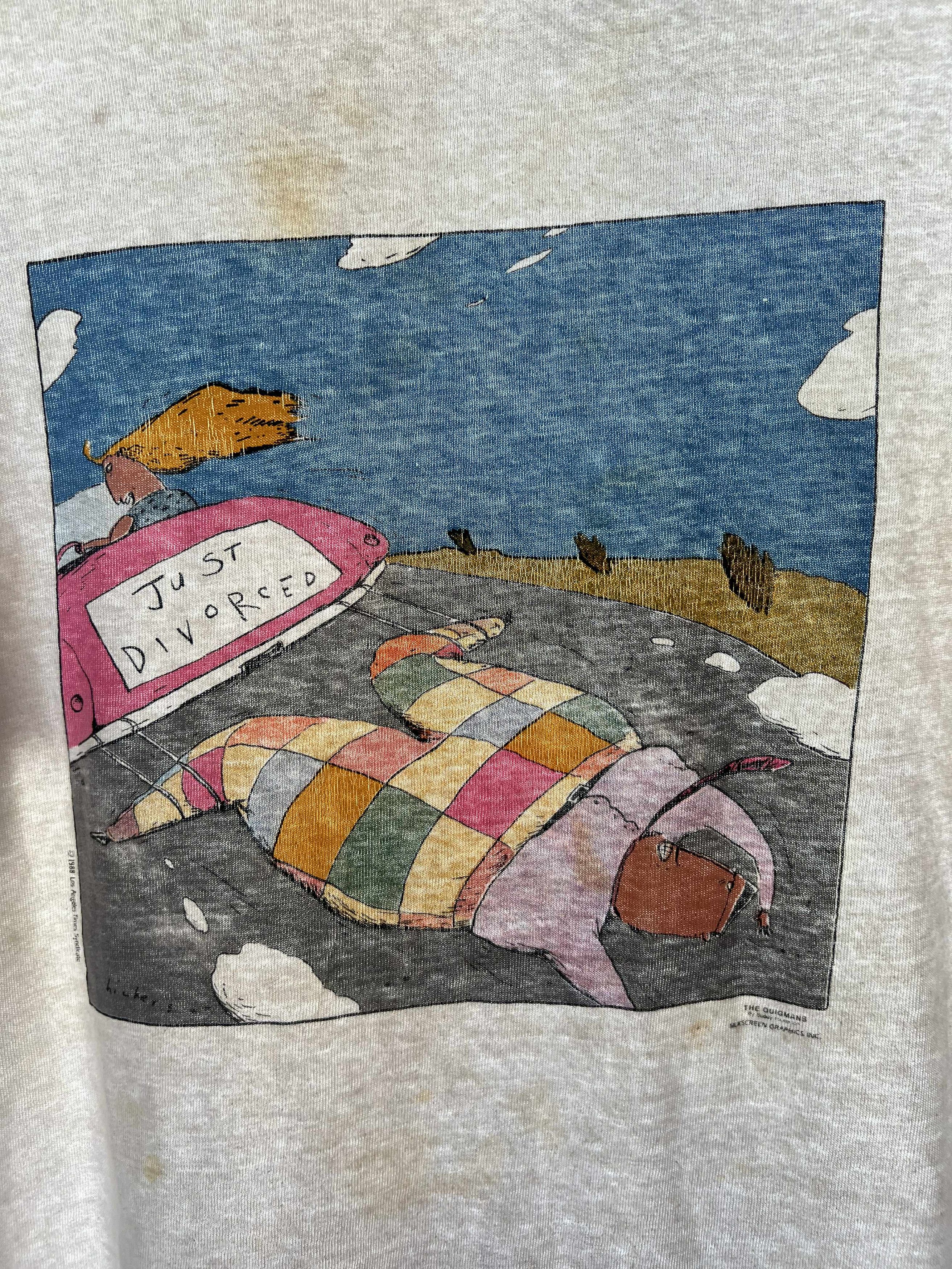 Vintage Vintage 90's "Just Divorced" Quigmans Silkscreen T-Shirt Size US L / EU 52-54 / 3 - 3 Thumbnail