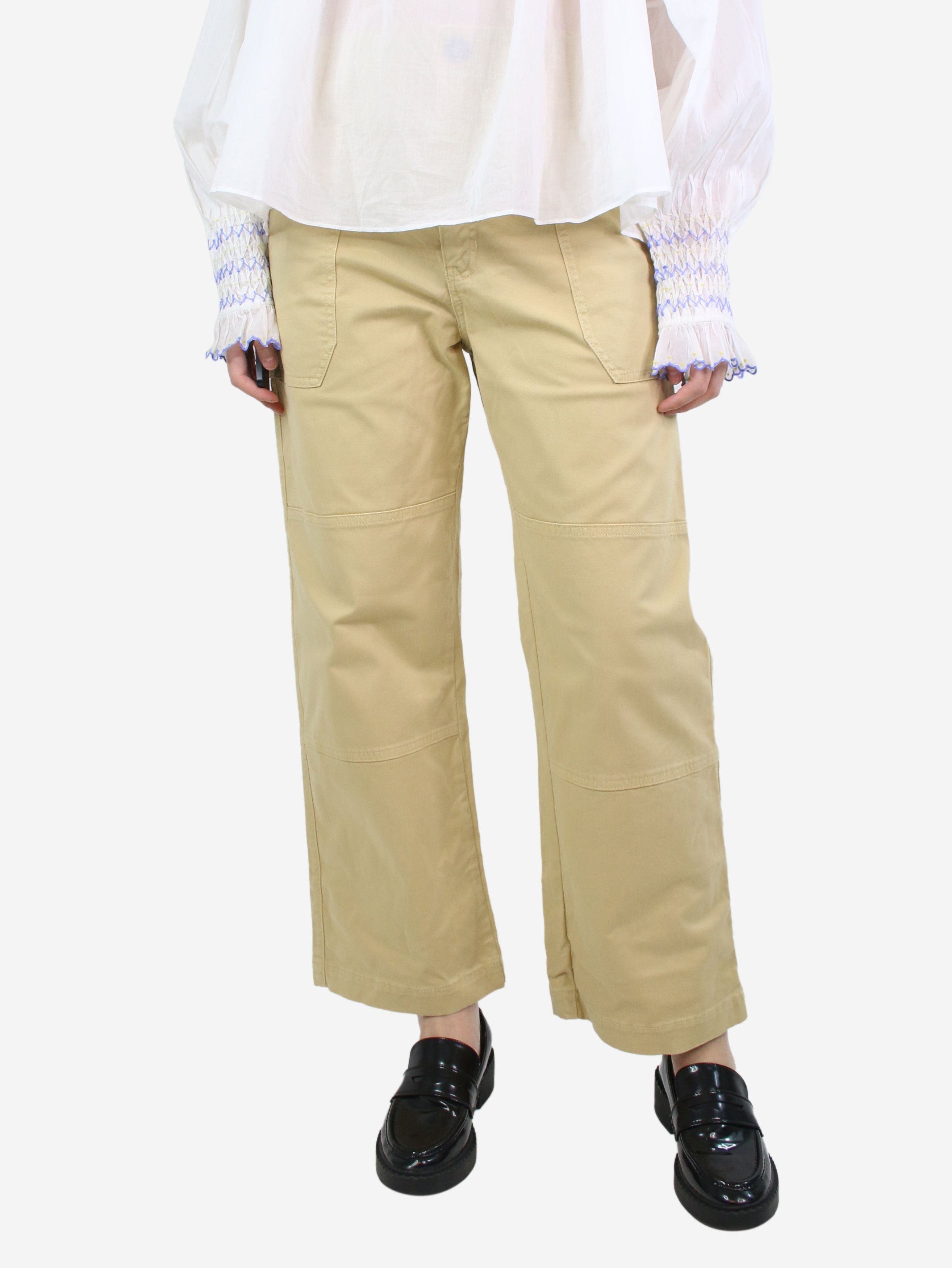 image of Frame Pale Yellow Cotton Pocket Trousers - Size Uk 12, Women's