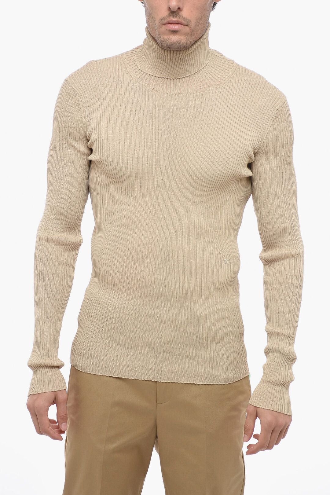 Off-White og1mm0526 Turtleneck Sweater in Beige Size US L / EU 52-54 / 3 - 1 Thumbnail