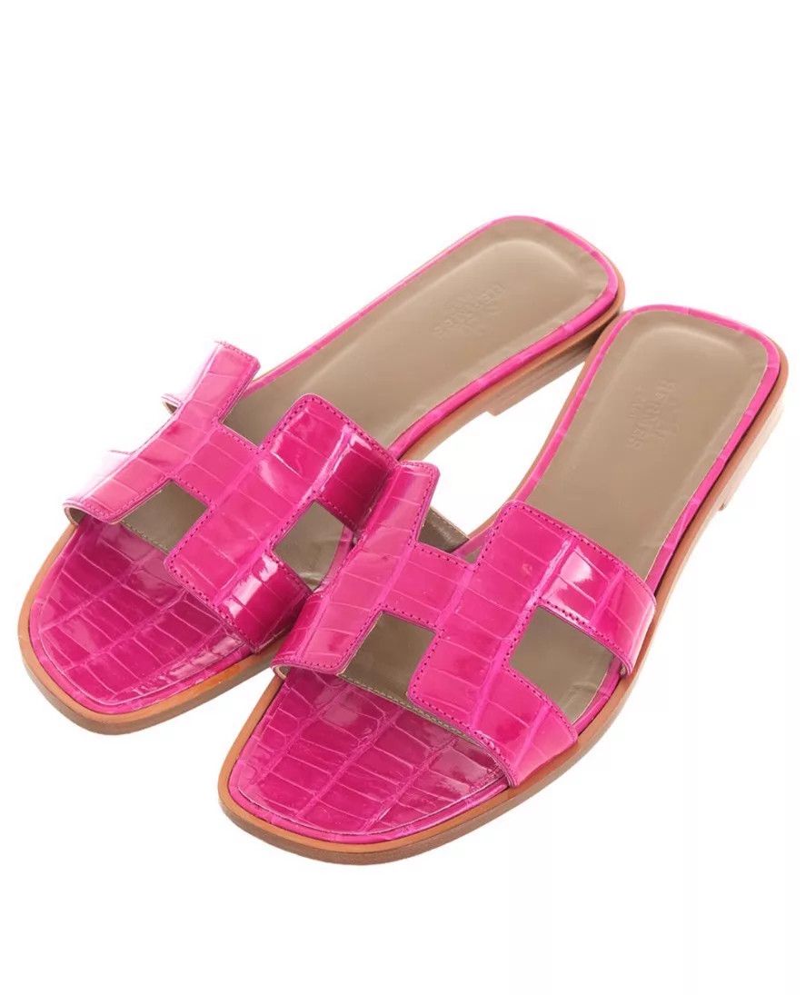 Hermes Hermes croc slippers 37 Size US 6.5 / IT 36.5 - 1 Thumbnail