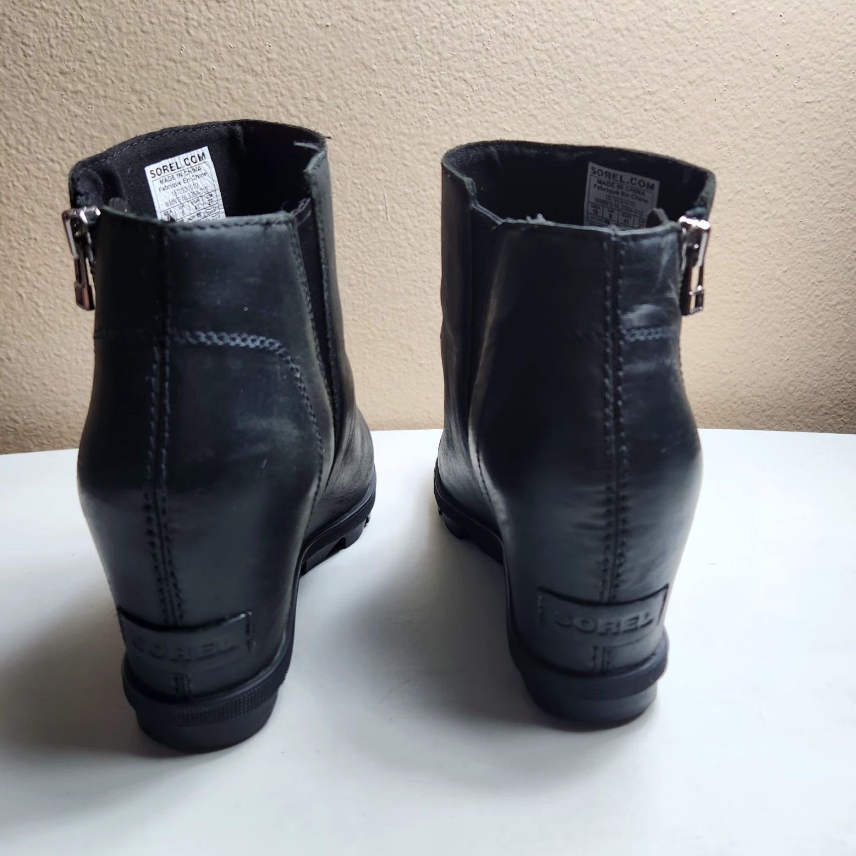 SOREL Sorel Boot Joan of Arctic Zip Wedge II Nubuck Leather Black Womens Size 10 Boots M Black Heel Wedge Casual Size US 10 / IT 40 - 6 Thumbnail