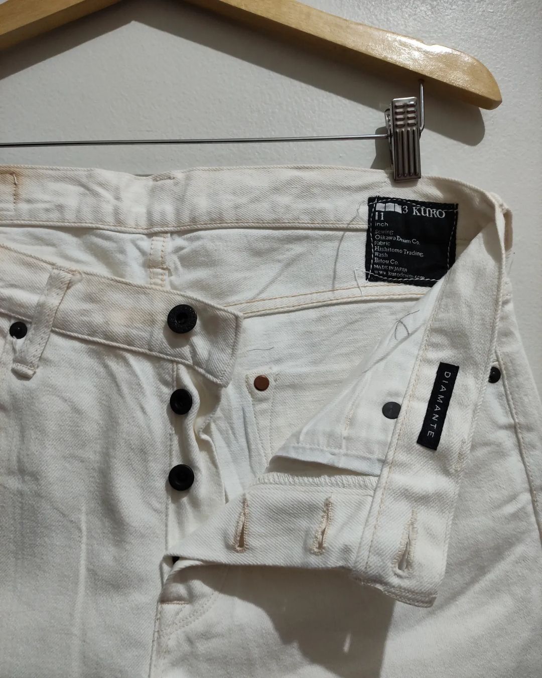 Japanese Brand × KURO Kuro Japan Diamante Buttonfly Redline White Denim Size US 32 / EU 48 - 7 Thumbnail