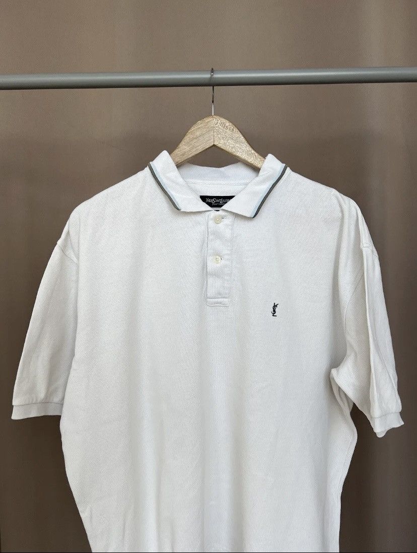 image of Saint Laurent Paris x YVES Saint Laurent Vintage White YSL Polo Shirt, Men's (Size XL)