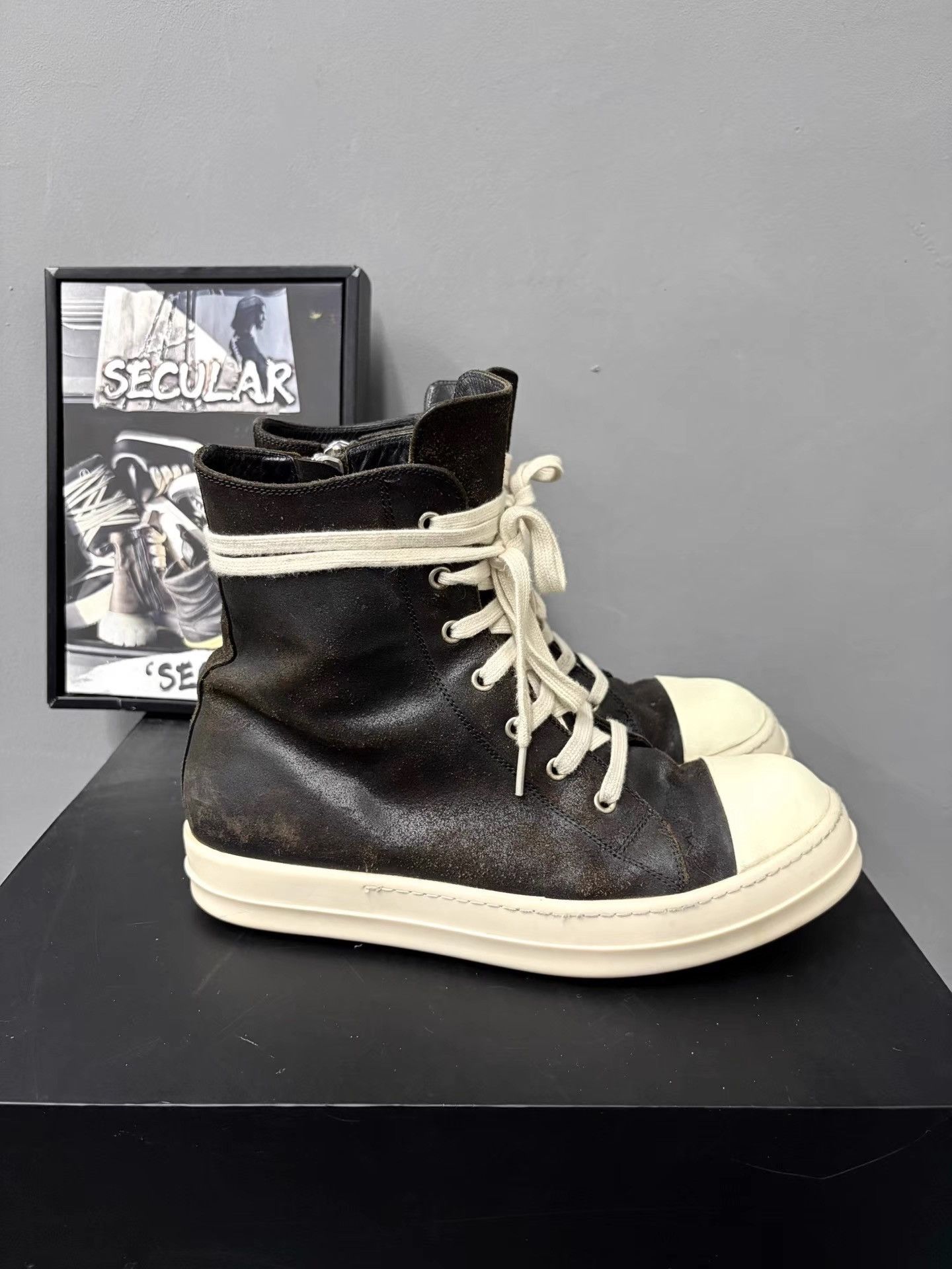 Rick Owens Rick Owens High Matte Black White Ramones K34 Size US 9.5 / EU 42-43 - 3 Thumbnail