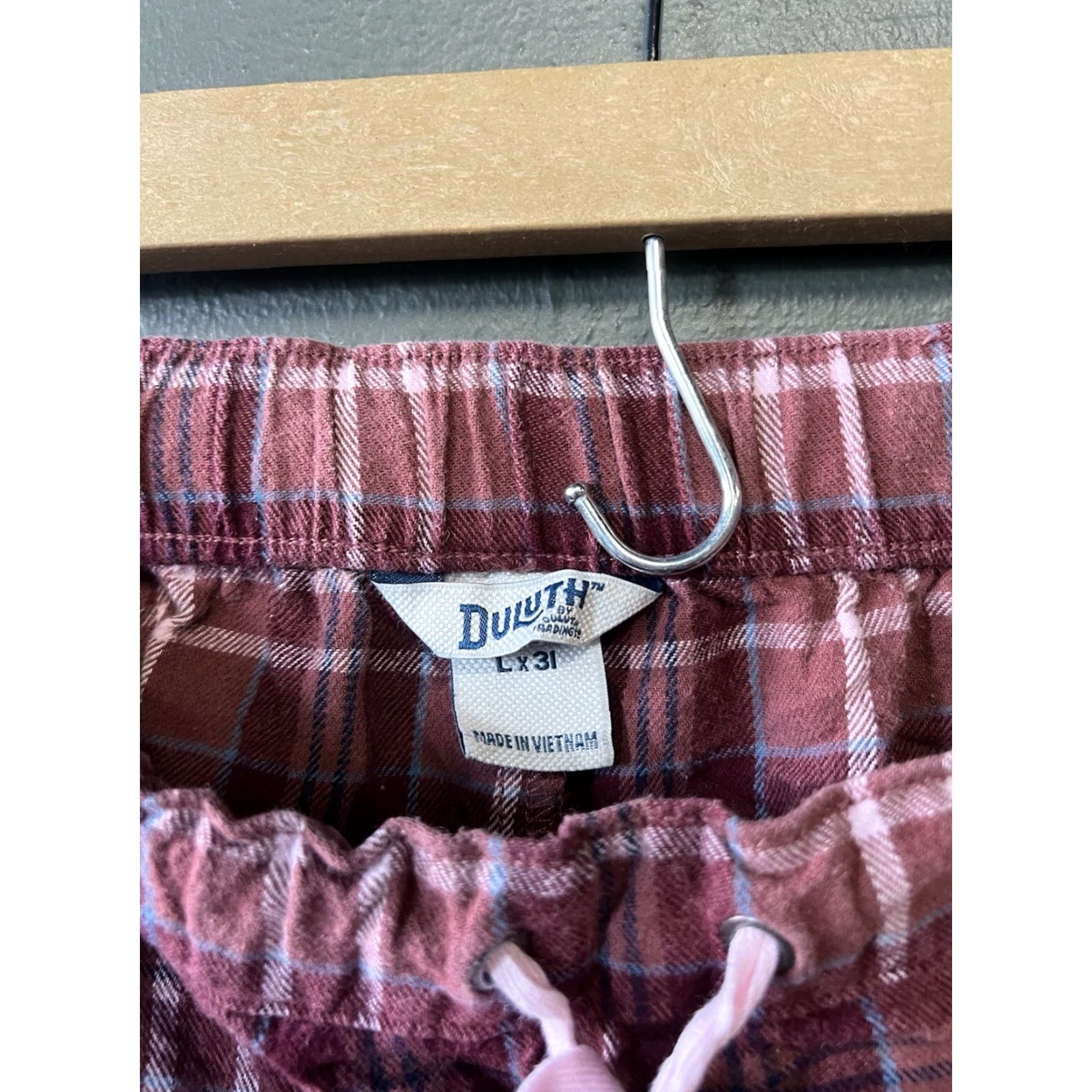 Vintage Duluth Red Plaid Pajama Pants Drawstring L Womens Size 36" / US 14 / IT 50 - 3 Thumbnail