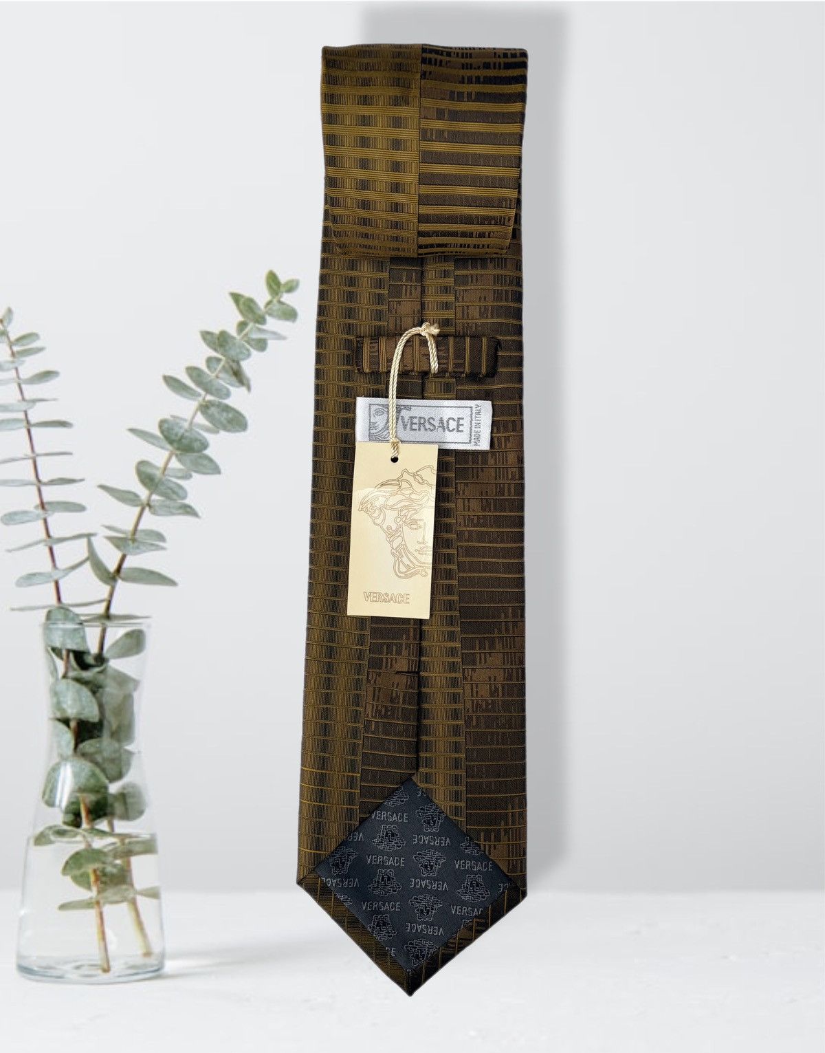 Versace Versace Medusa TIE Yellow Brown Men's NECKTIE Geometric Size ONE SIZE - 1 Thumbnail