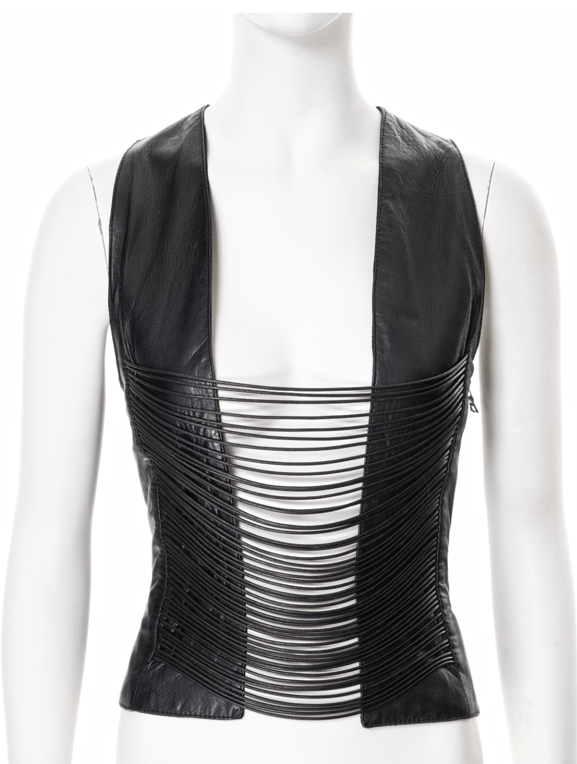 Helmut Lang Helmut Lang 1992 Archive Open Front Leather Top Size L / US 10 / IT 46 - 11 Thumbnail
