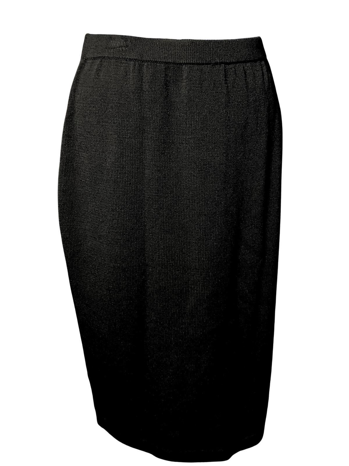 St. John St John Knit Skirt Black Wool Blend Size 14 Size 36" / US 14 / IT 50 - 2 Thumbnail