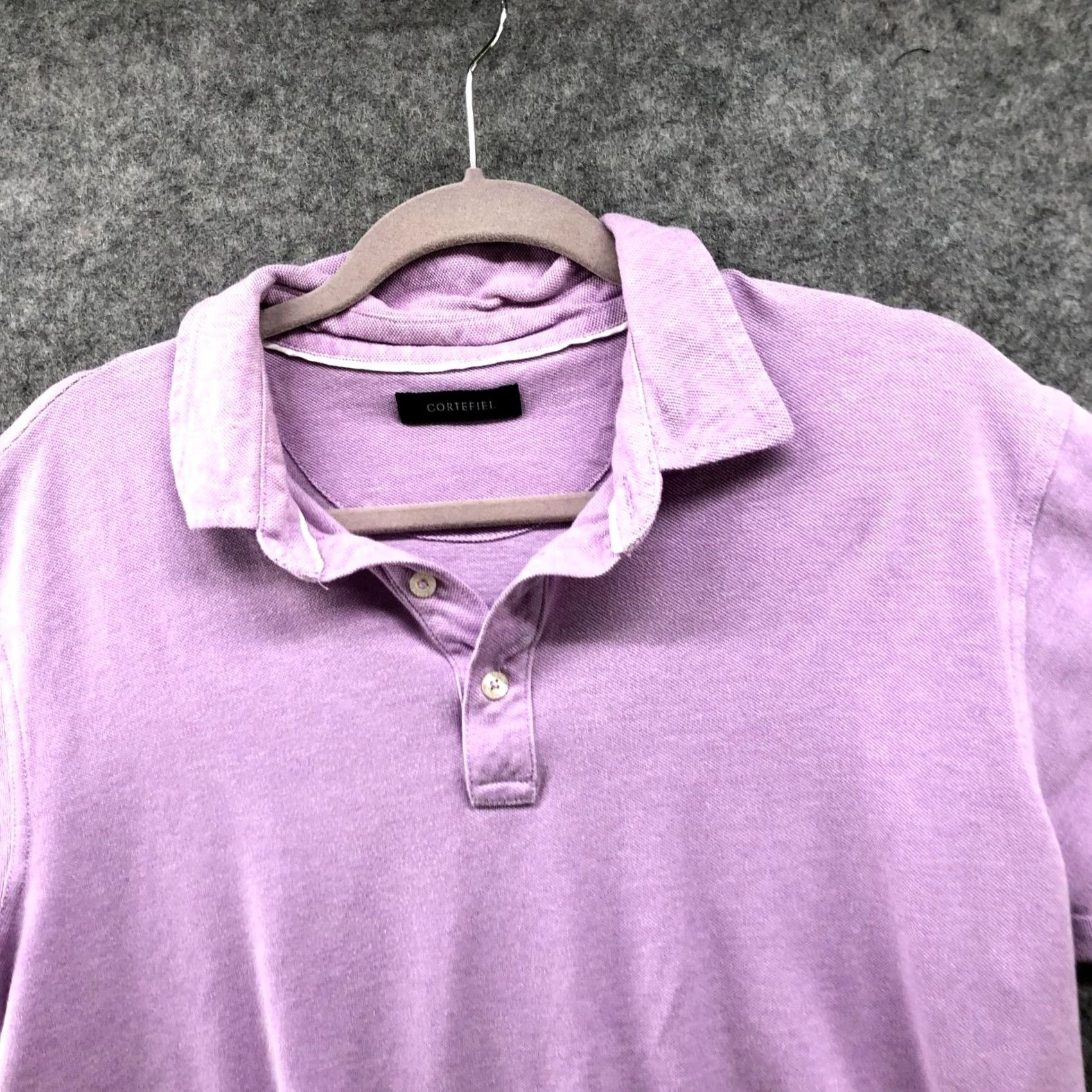 Vintage Cortefiel Polo Shirt Mens L Purple Short Sleeve Cotton Knit Button Front Collared Size US L / EU 52-54 / 3 - 3 Thumbnail