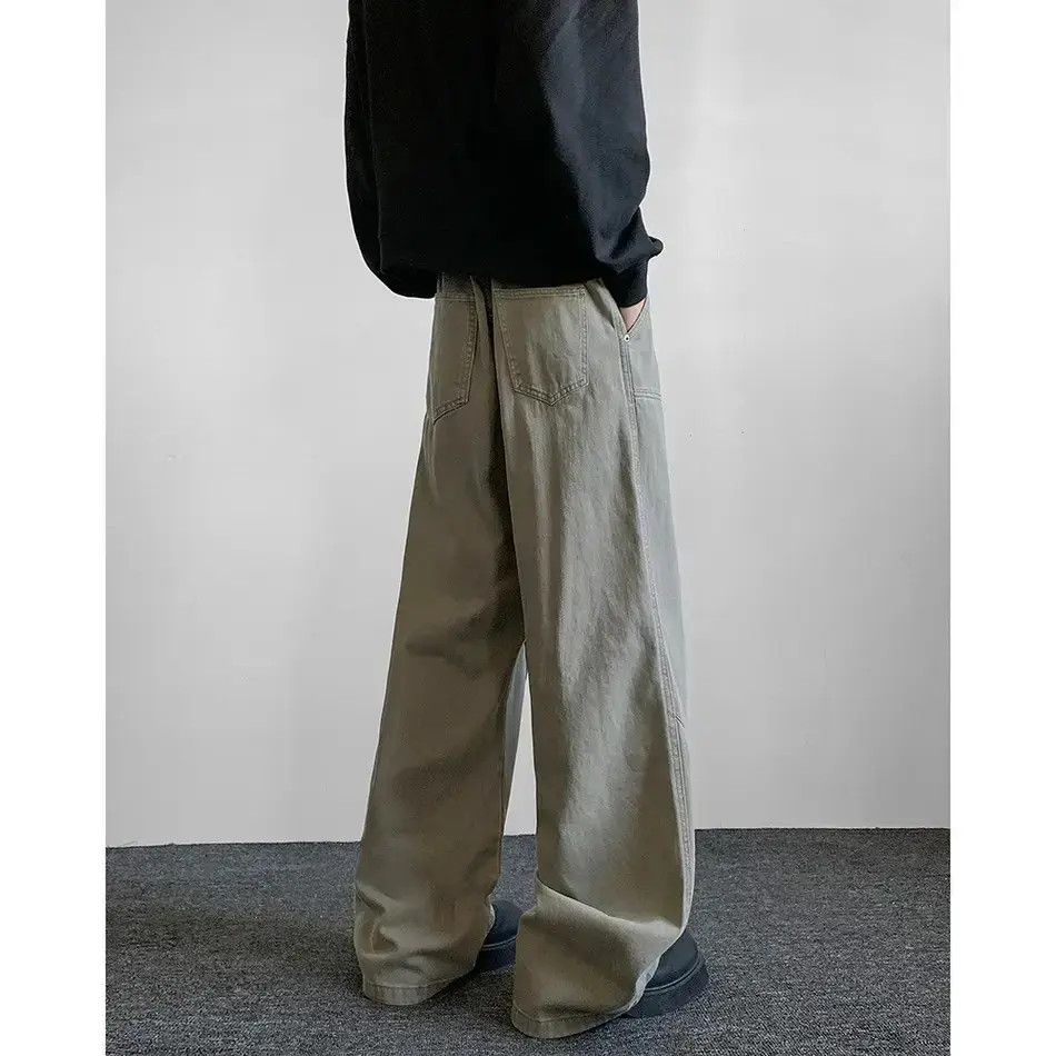 Japanese Brand Retro loose grey green straight leg jeans Size US 32 / EU 48 - 4 Thumbnail