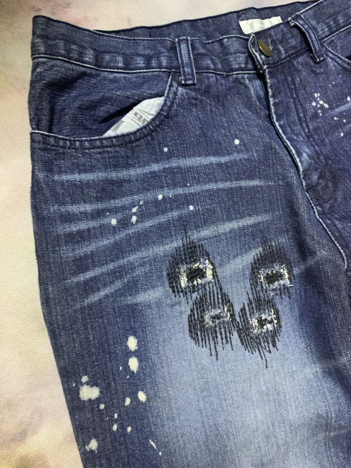 Number (N)ine Number (N)ine Distressed Paint Splatter Denim Size US 31 - 6 Thumbnail
