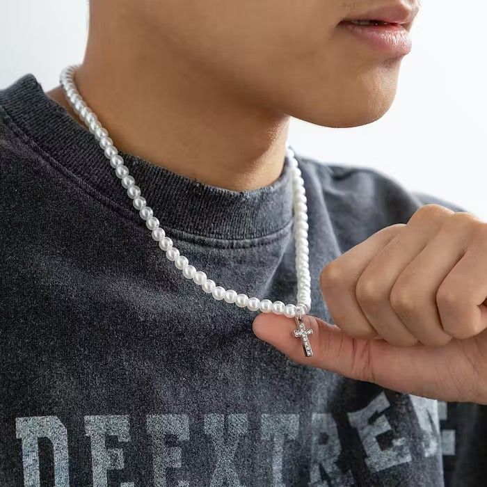Jewelry × Vintage Cross Pearl Necklace Size ONE SIZE - 3 Thumbnail