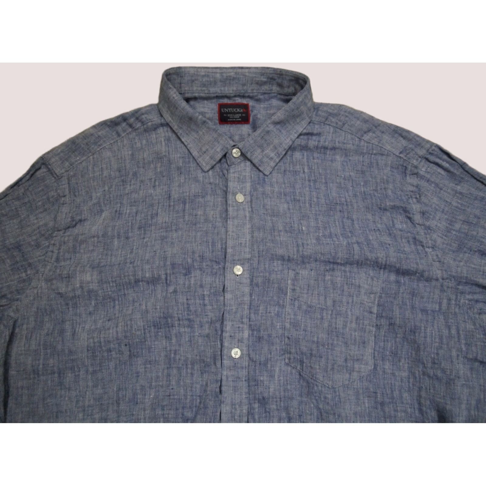 UNTUCKit UNTUCKit Shirt Men 3XL Blue Linen Long Sleeve Button Up Beach Casual Wicking Size US XXL / EU 58 / 5 - 1 Thumbnail