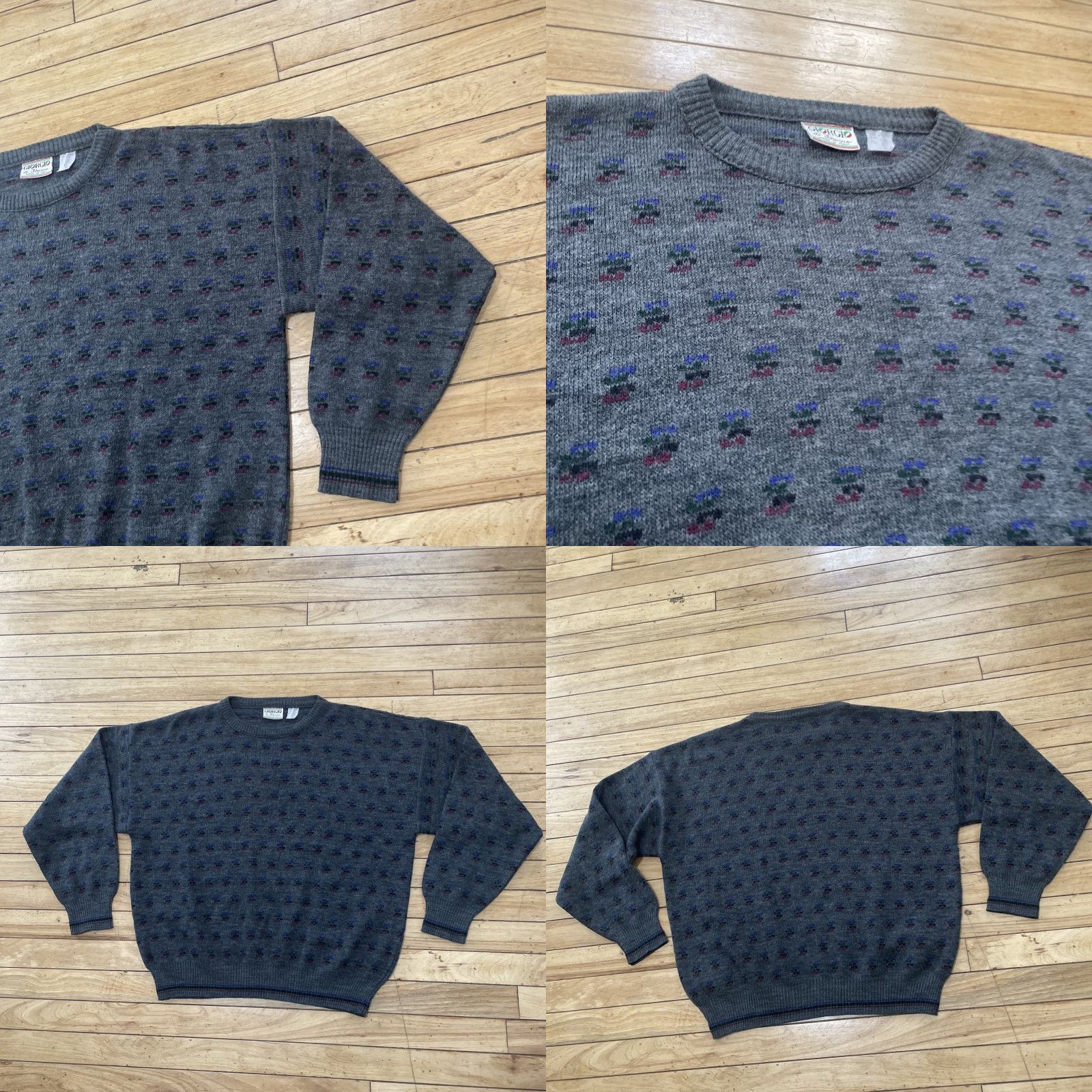 Vintage VINTAGE Giorgio Di Firenze Geometric Wool Sweater Men L Gray Knit 90s Capsule Pullover Size US L / EU 52-54 / 3 - 10 Thumbnail