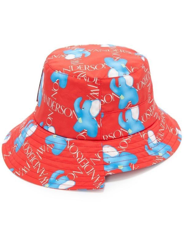 JW Anderson o1mle1124 Size:58 / Bucket Hat in Red Elephant Grid Size ONE SIZE - 1 Thumbnail