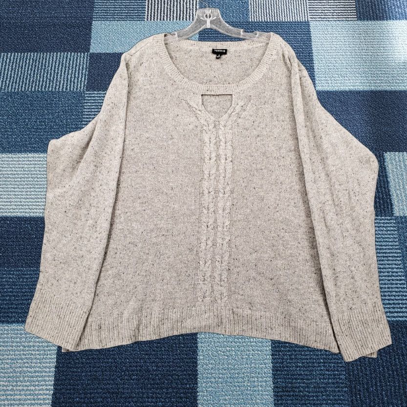Torrid Torrid Sweater Pullover 4X Gray Cable Knit Front Tunic Cutout Thumbhole Womens Size XXL / US 16-18 / IT 52-54 - 1 Thumbnail