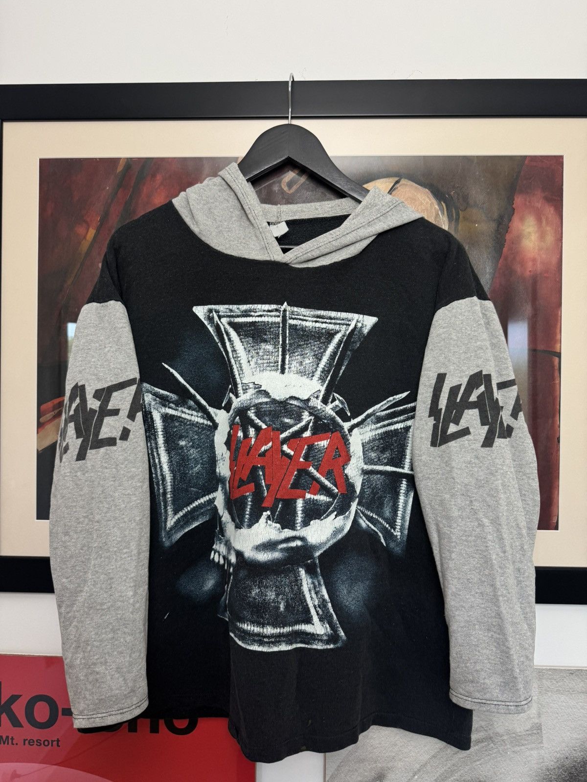 Band Tees Vintage 90s Slayer Band Hoodie ScreenStars Cross Skull Eagle Size US M / EU 48-50 / 2 - 1 Thumbnail