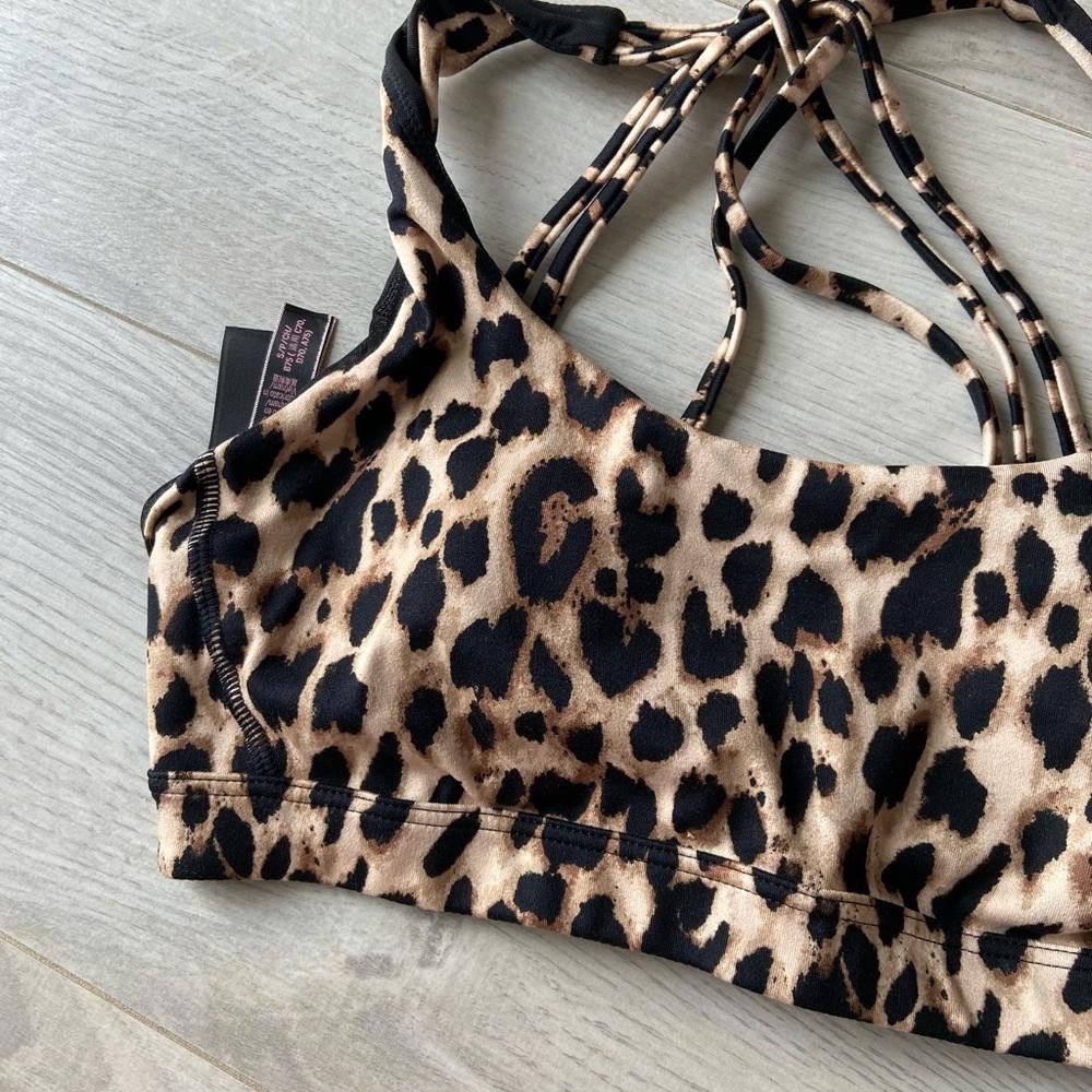 Designer Victoria's Secret Cheetah Strap Back Light Impact Sports Bra Size ONE SIZE - 2 Thumbnail