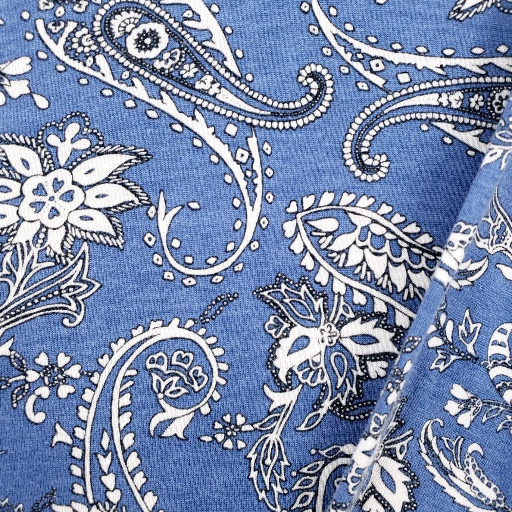 J. Jill J Jill Dress Women S Blue Paisley Mini Tunic Button Up Casual Boho A-Line Sleeve 3/4 Length Round Neck Knit Rayon Tencel Lyocell Short Vintage No Size S / US 4 / IT 40 - 4 Thumbnail