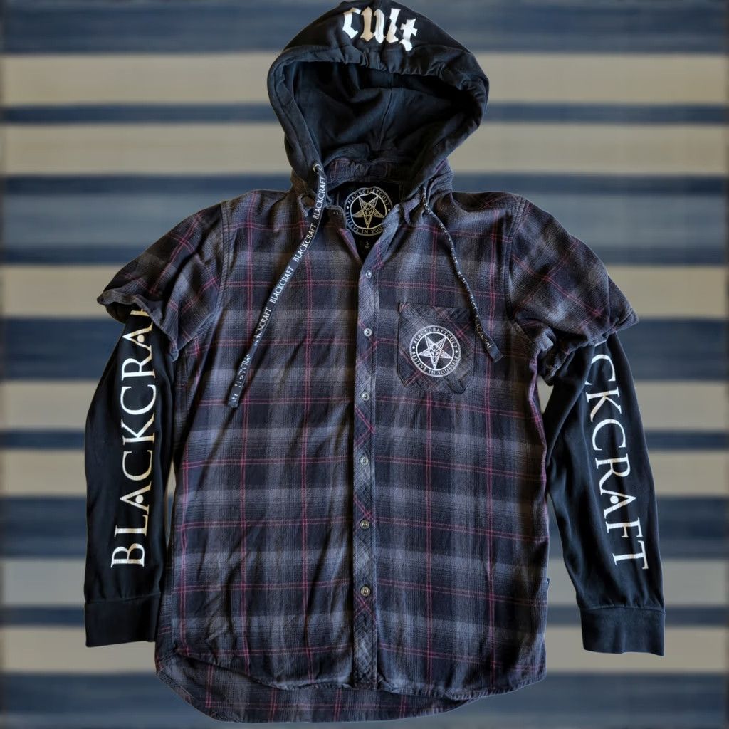 Vintage BlackCraft Cult Hooded Button Shirt S Red Grey Black Plaid Gothic Grunge Mens Size US S / EU 44-46 / 1 - 1 Thumbnail