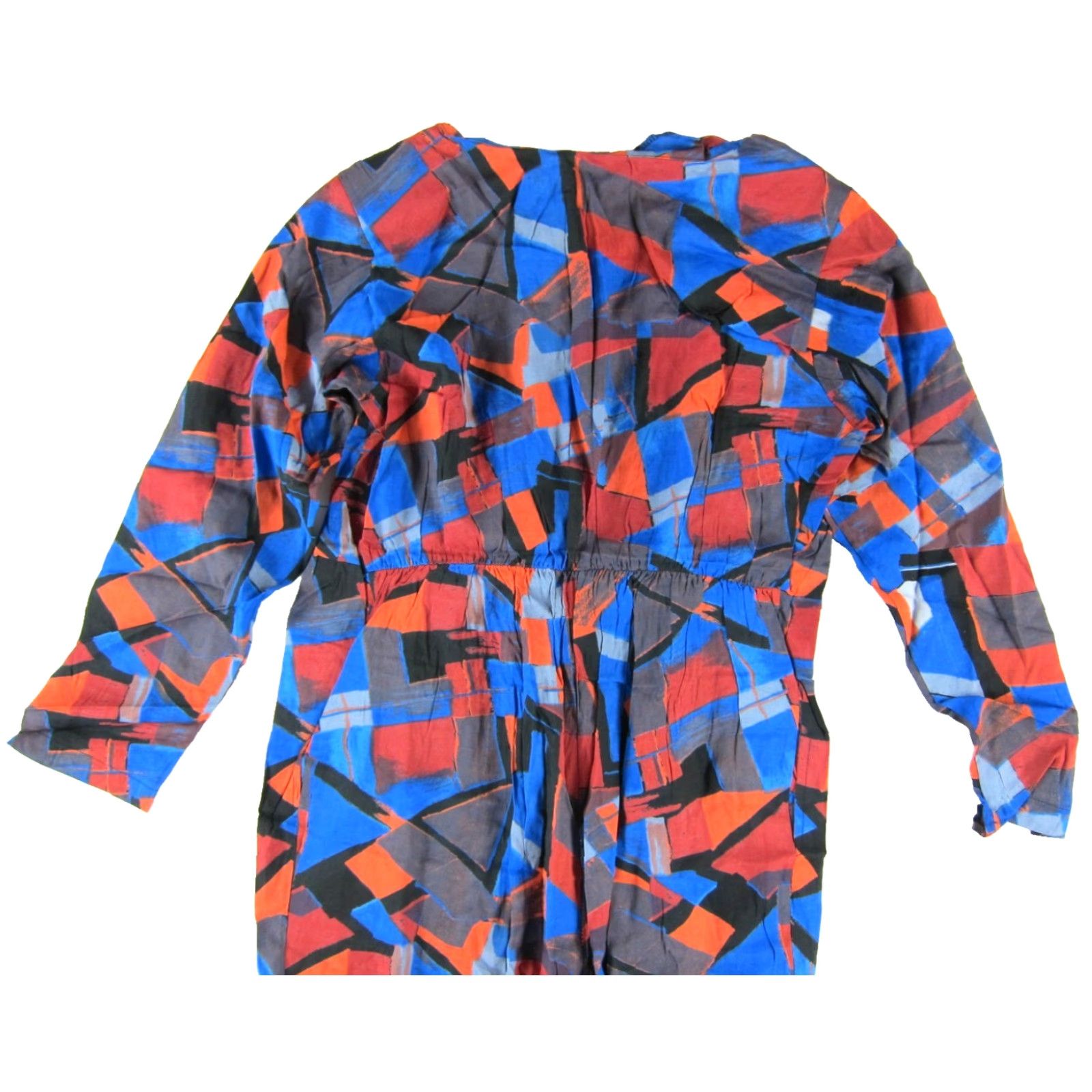 Vintage VTG Exclusively Maternity Jumper Romper Jumpsuit One-Piece Pockets Orange Blue Maternity Clothes Women Modern Geometric 100% Rayon Size M / US 6-8 / IT 42-44 - 5 Thumbnail