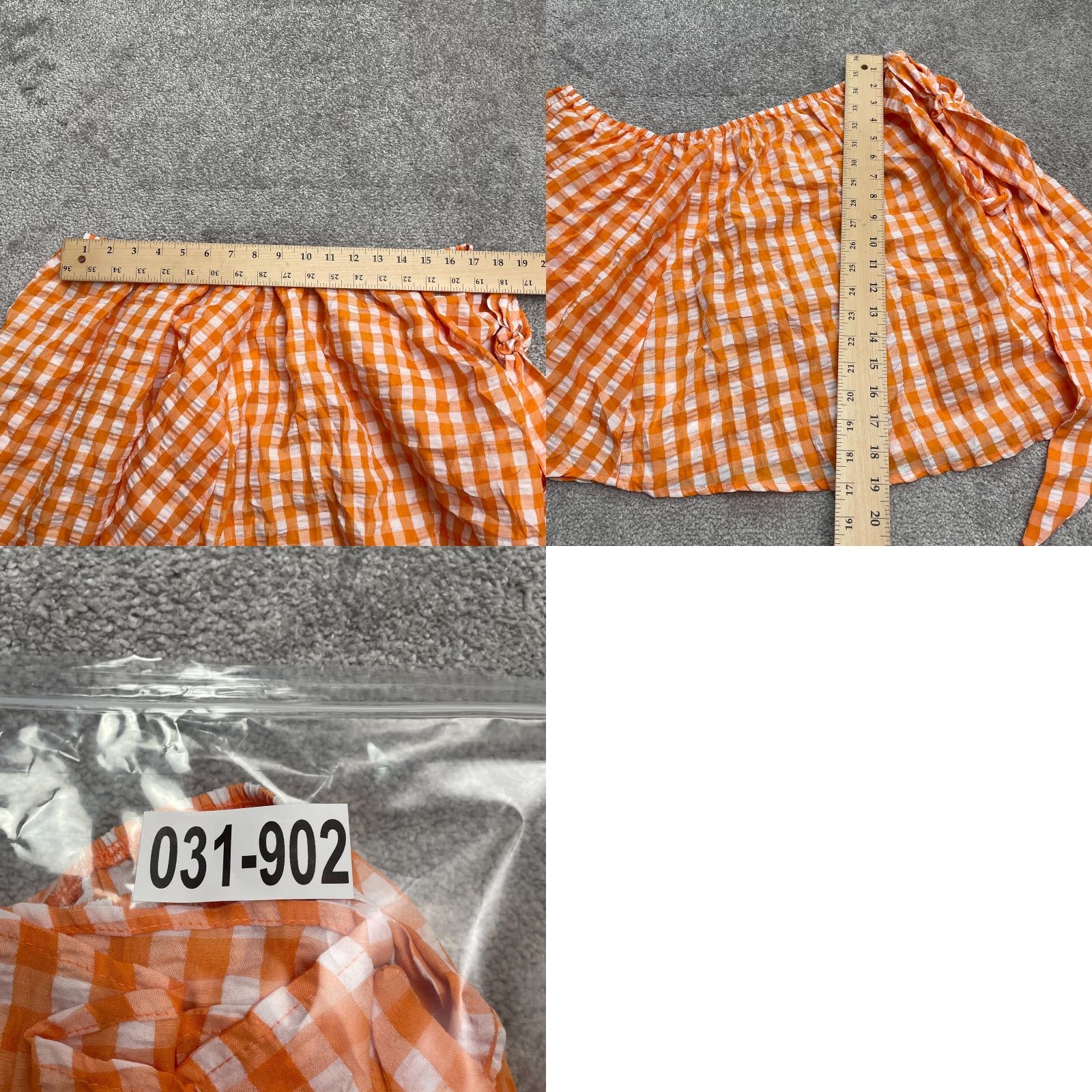 Shein SheIn Cropped Top Off Shoulder Check Orange White XL Women NWT Summer Knit Blouse Short Sleeve Casual Shirt Plus Size Womens Size XL / US 12-14 / IT 48-50 - 8 Thumbnail