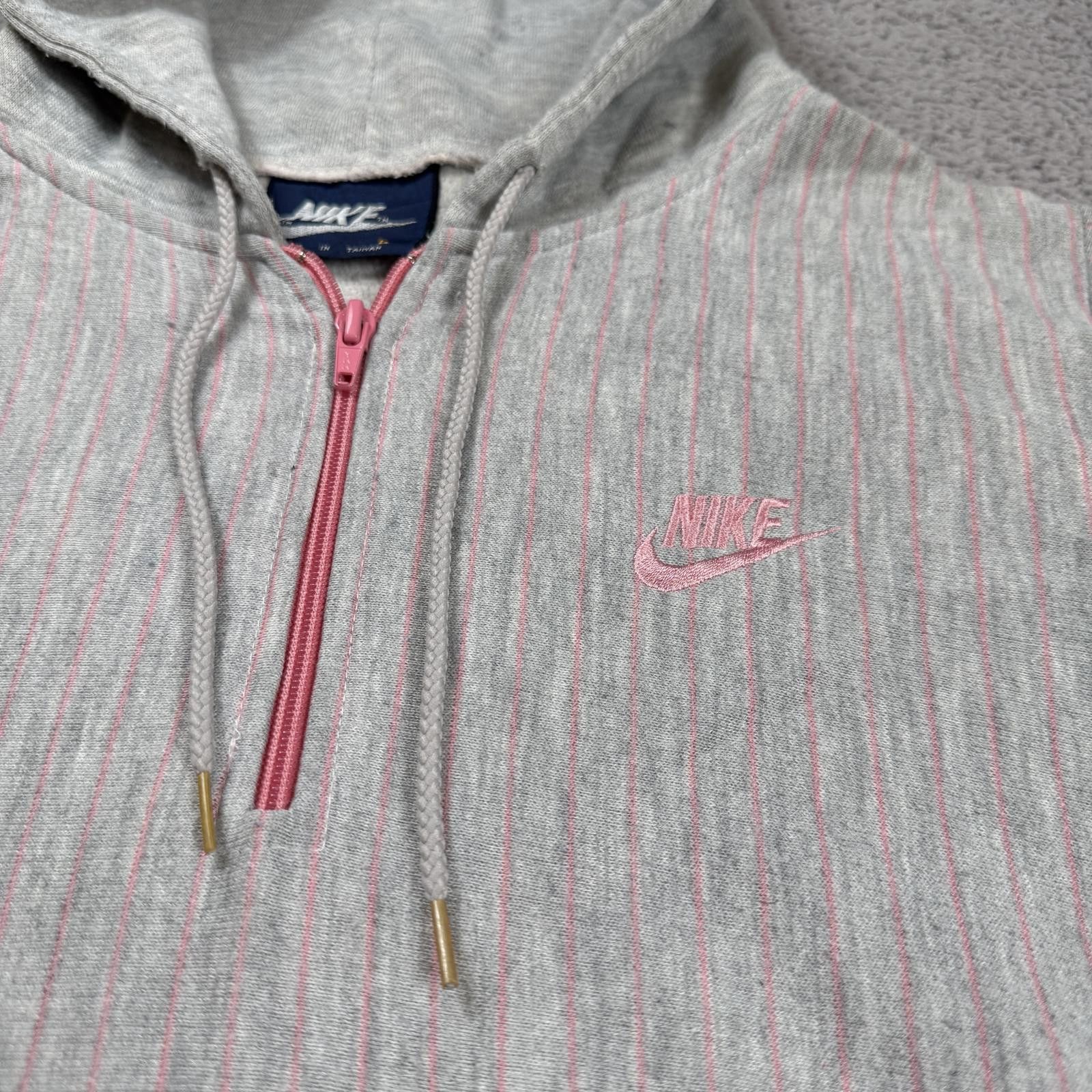 Nike Vintage Y2K Nike Pink Stripe Half Zip Hoodie Large Swoosh Size L / US 10 / IT 46 - 3 Thumbnail