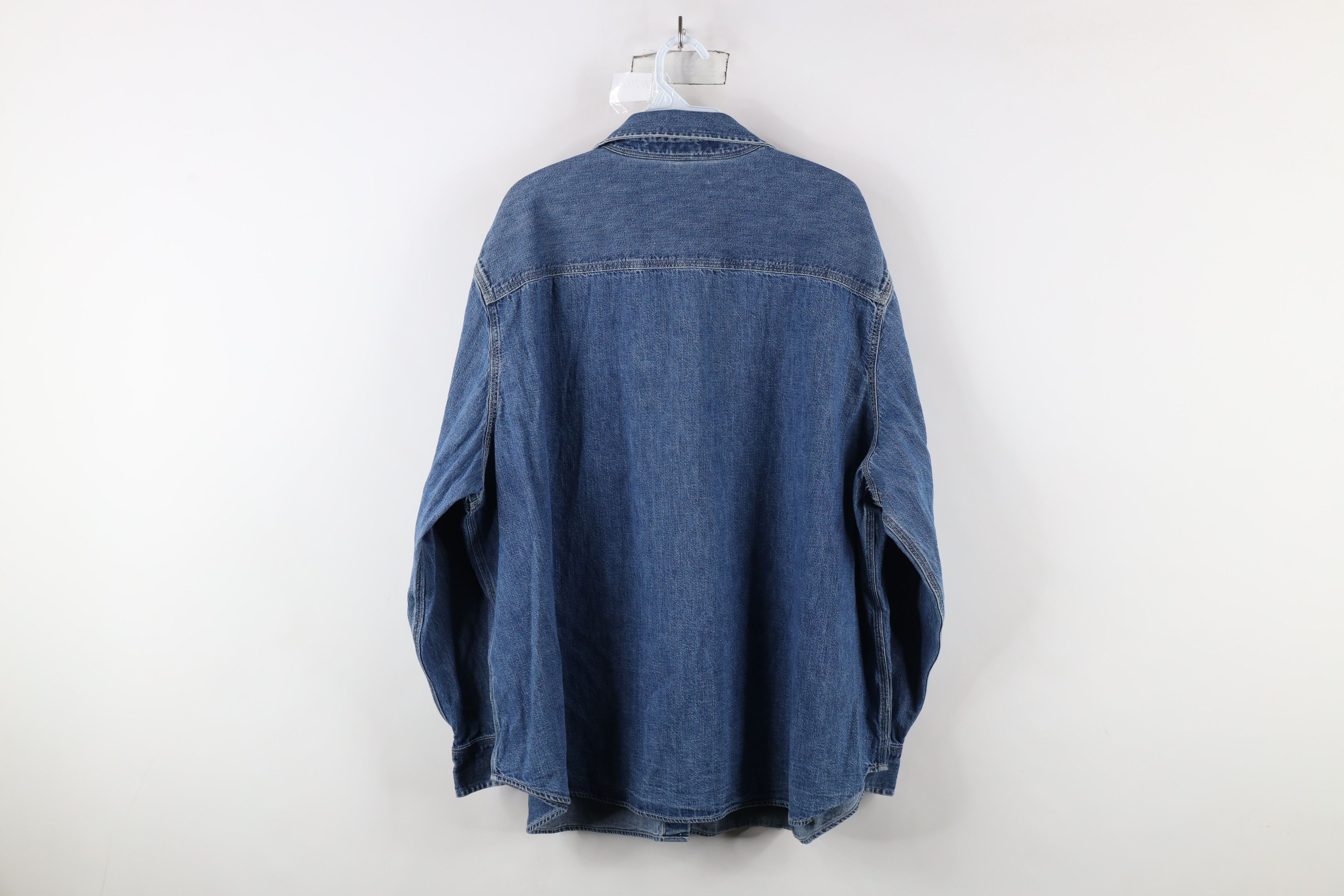 Ralph Lauren × Vintage Vintage 90s Ralph Lauren Denim Jean Button Shirt Blue Size 3XL / US 20-22 - 9 Thumbnail