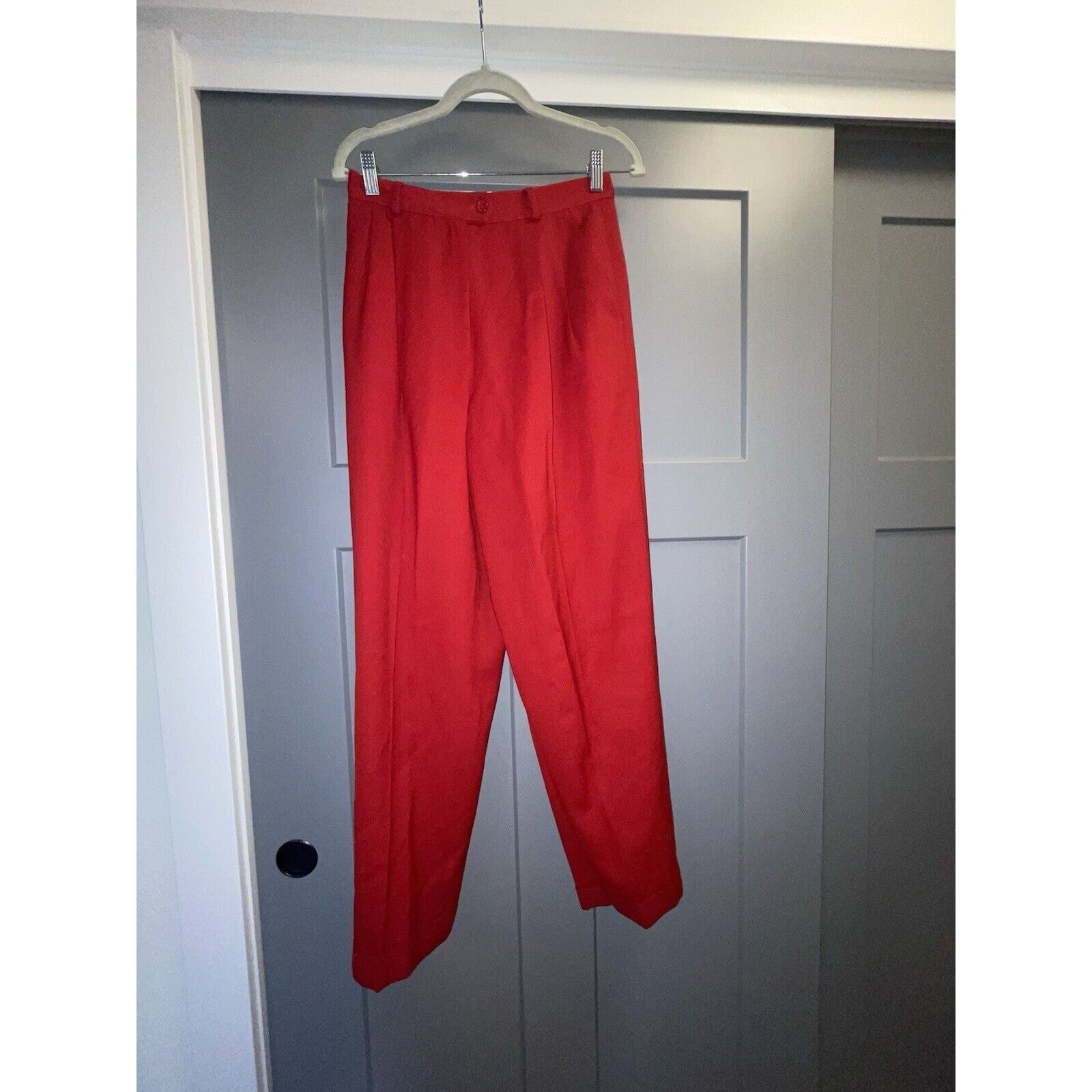 Lauren Ralph Lauren RALPH LAUREN Red Pleated Casual Cuffed Pure Wool Ankle Pant Size 30" / US 8 / IT 44 - 1 Thumbnail