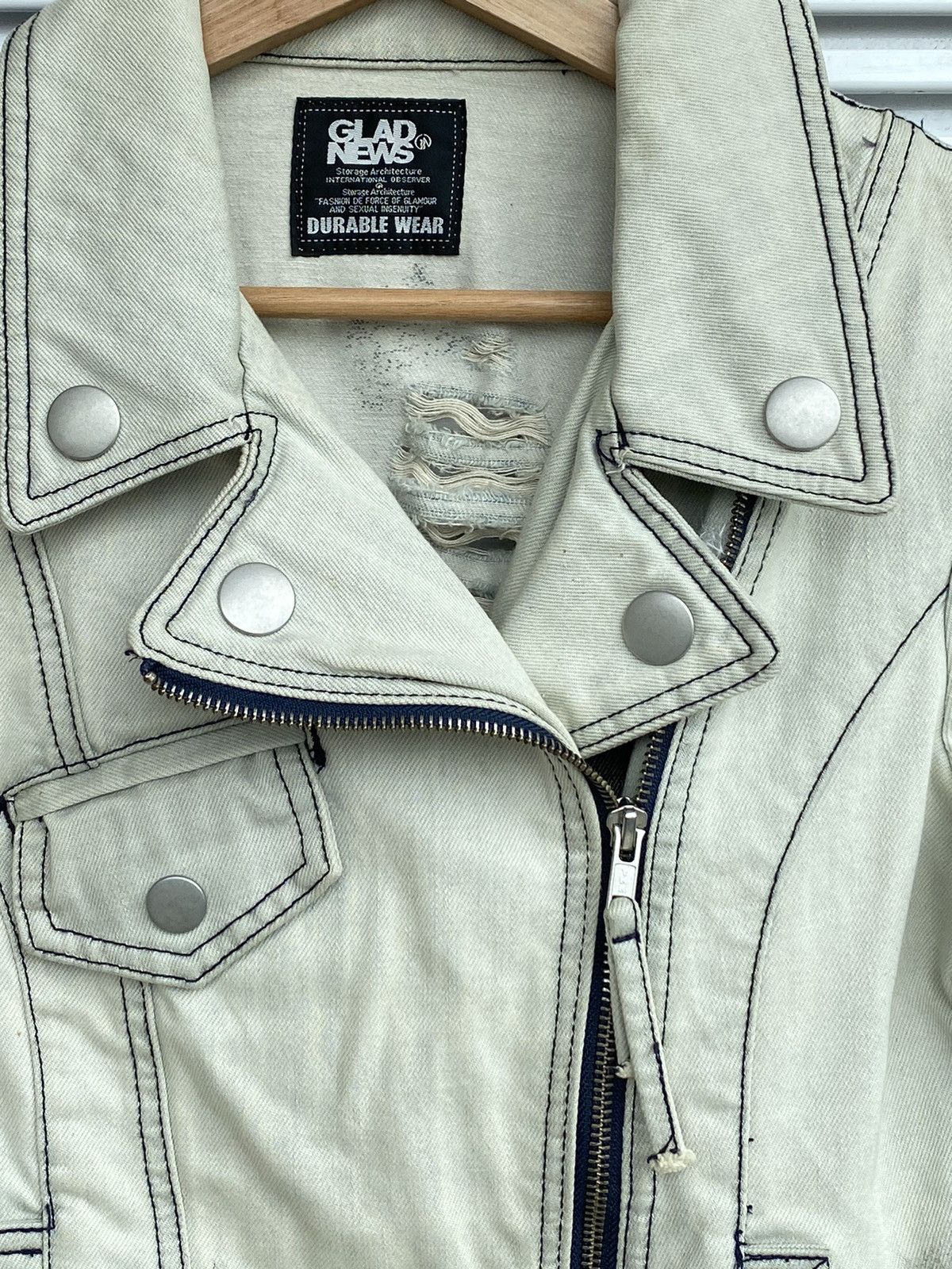Japanese Brand Vintage Gladnews Distressed Denim Jacket Size US S / EU 44-46 / 1 - 5 Thumbnail