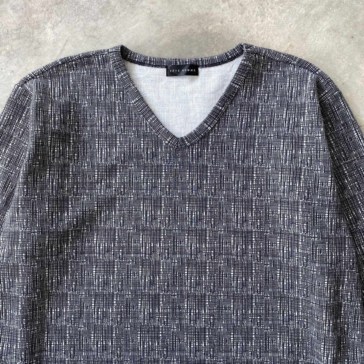 Japanese Brand × Vintage TETE HOMME Black White Sketch Design Longsleeve Shirt Size US L / EU 52-54 / 3 - 2 Thumbnail