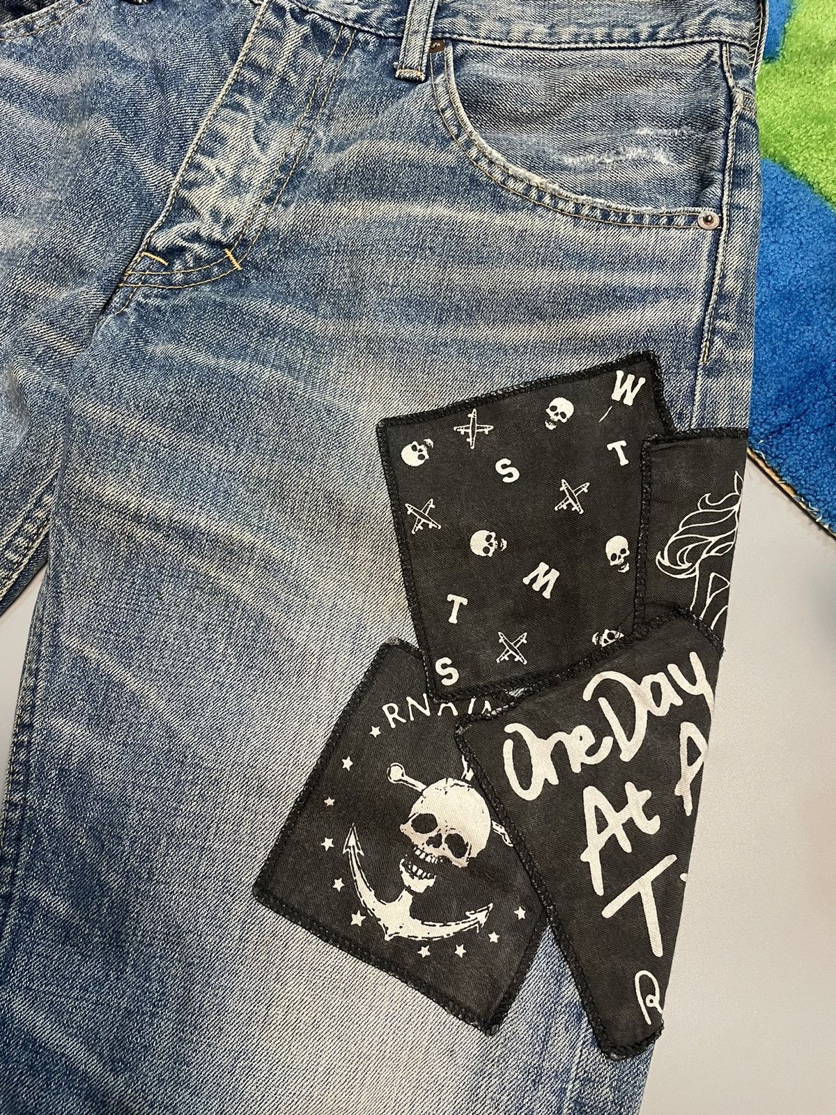 If Six Was Nine RNA Punk Skull Distressed Denim Size US 32 / EU 48 - 7 Thumbnail