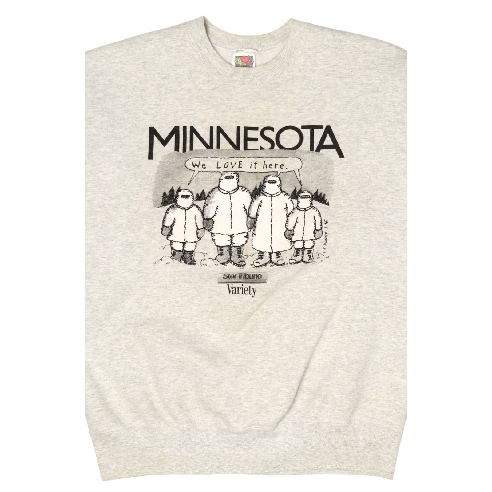 Fruit Of The Loom VINTAGE Minnesota We Love It Here Star Tribune Funny Sweatshirt Large Grey 1990s Mens Women? Size US L / EU 52-54 / 3 - 7 Thumbnail