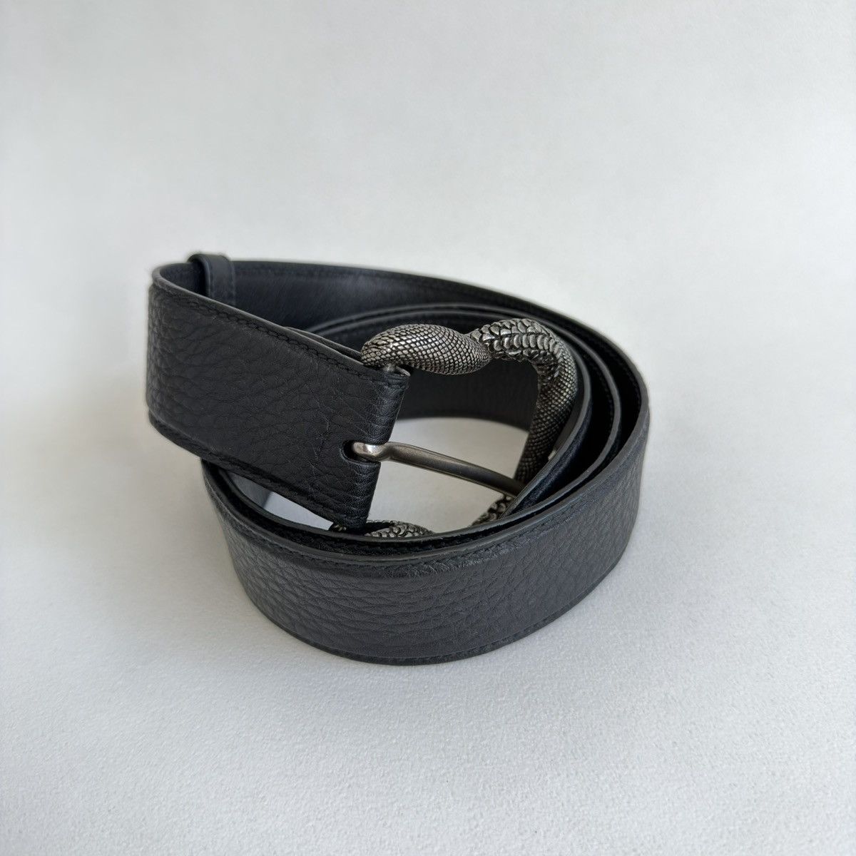 Prada Black Leather Metal ‘Serpent Buckle’ Belt Size ONE SIZE - 8 Thumbnail