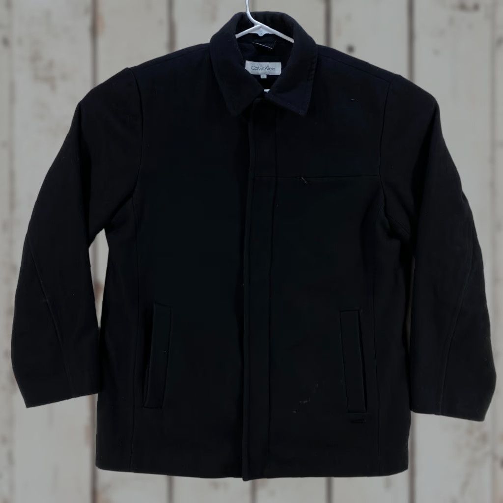 Calvin Klein VINTAGE Calvin Klein Black Wool Coat? 3 Snap Inside Pockets Full Zip Mens M Size US M / EU 48-50 / 2 - 1 Thumbnail