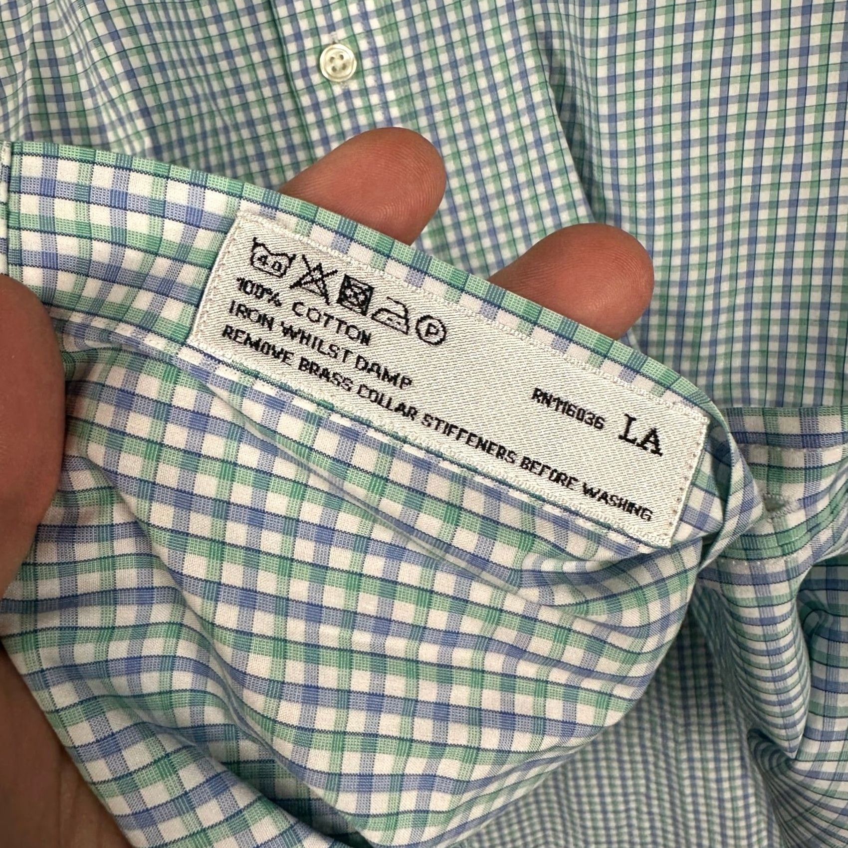 Charles Tyrwhitt Charles Tyrwhitt Dress Shirt Mens 16-34 Blue Green Plaid Classic Fit Long Sleeve Shirt(16) Mens Size 42R - 6 Thumbnail