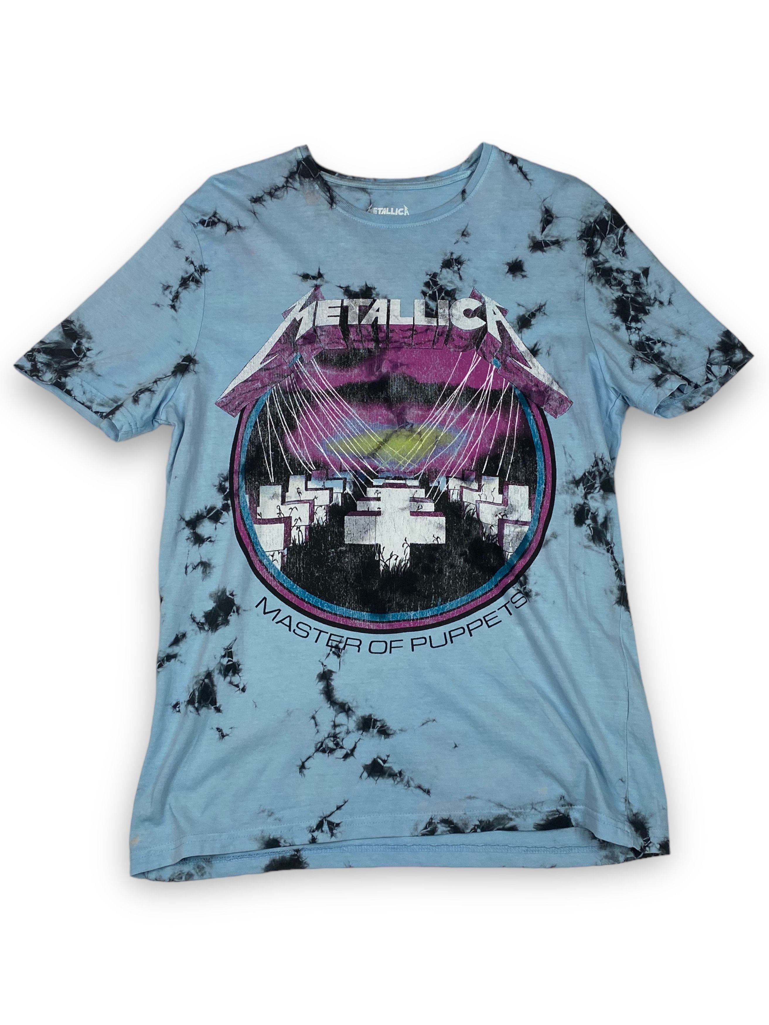 2017 Metallica Crazy Dyed Big Logo Sky Blue T-Shirt M723