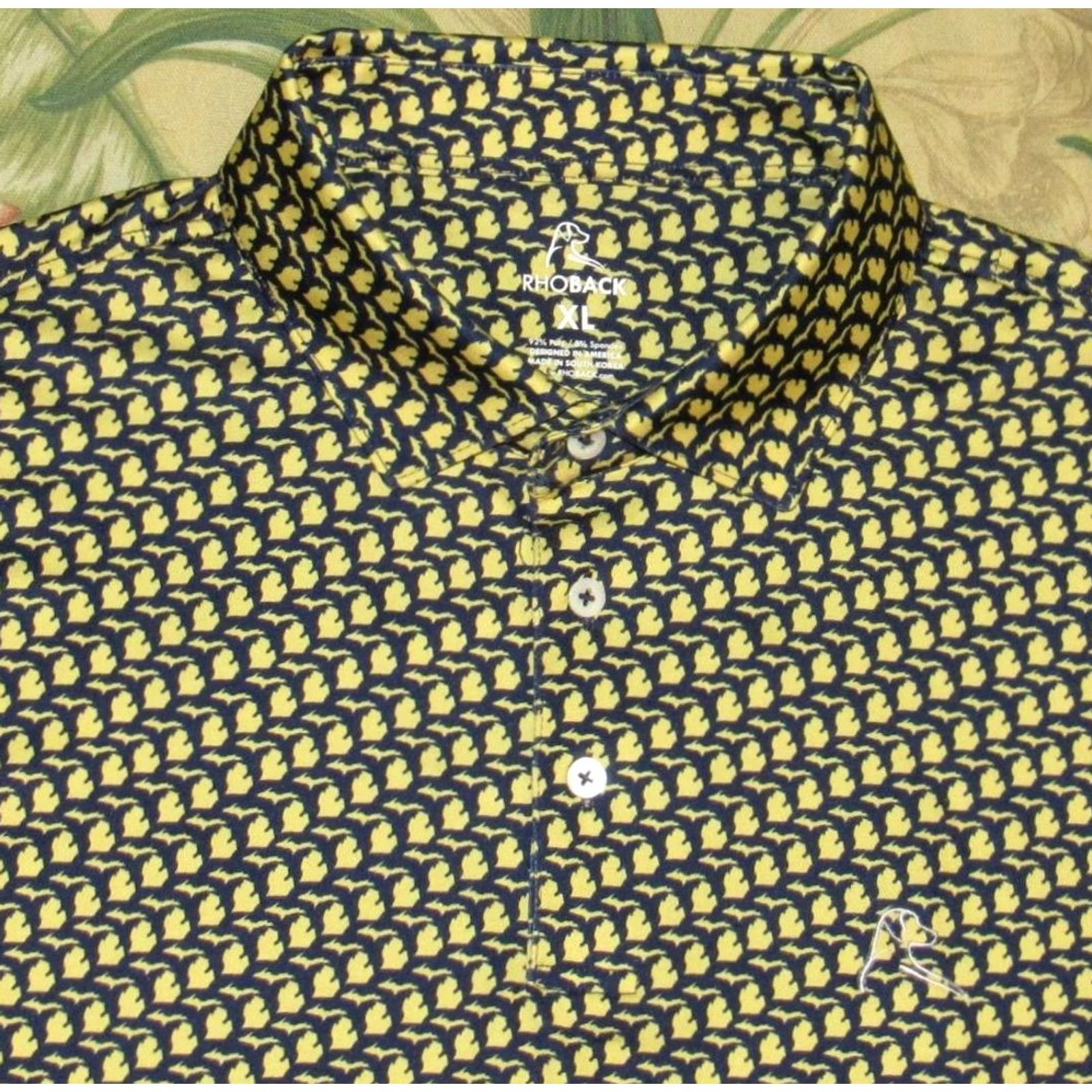 Vintage RHOBACK The Mitten Navy Blue Michigan Polo Shirt XL Mens Polo Navy Blue Michigan XL Size US XL / EU 56 / 4 - 2 Thumbnail