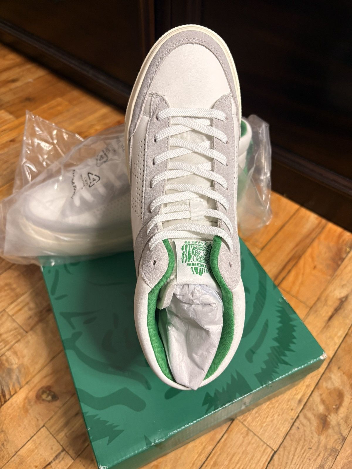 Le TIGRE Le Tigre High Top Sneakers White Green Lace Up Size US 10 / IT 40 - 3 Thumbnail