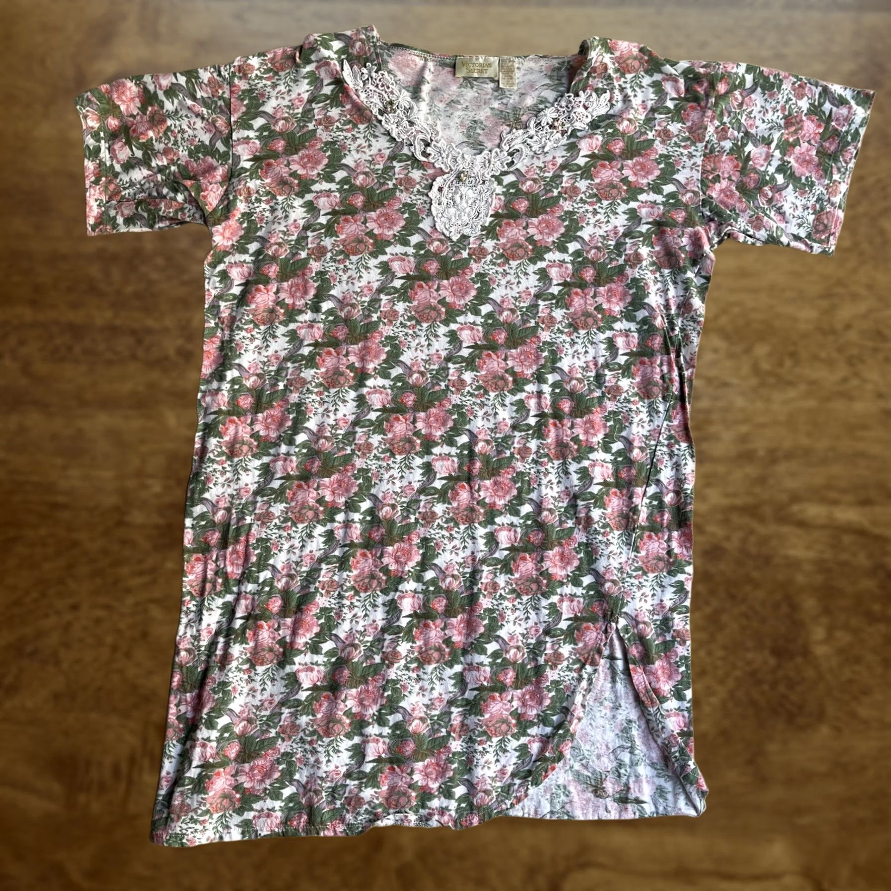 Victoria's Secret VINTAGE Victoria's Secret Sleepshirt Womens Small Pink Floral Lace Nightgown Size S / US 4 / IT 40 - 1 Thumbnail
