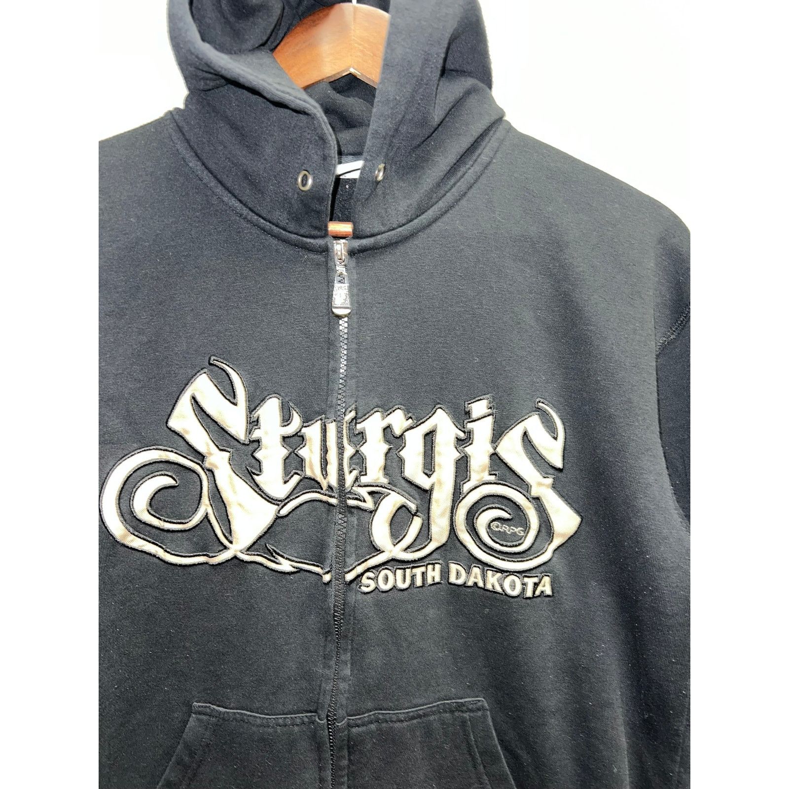 Vintage Y2K Sturgis Black Hoodie Full Zip UP South Dakota 2000s M Size US M / EU 48-50 / 2 - 2 Thumbnail