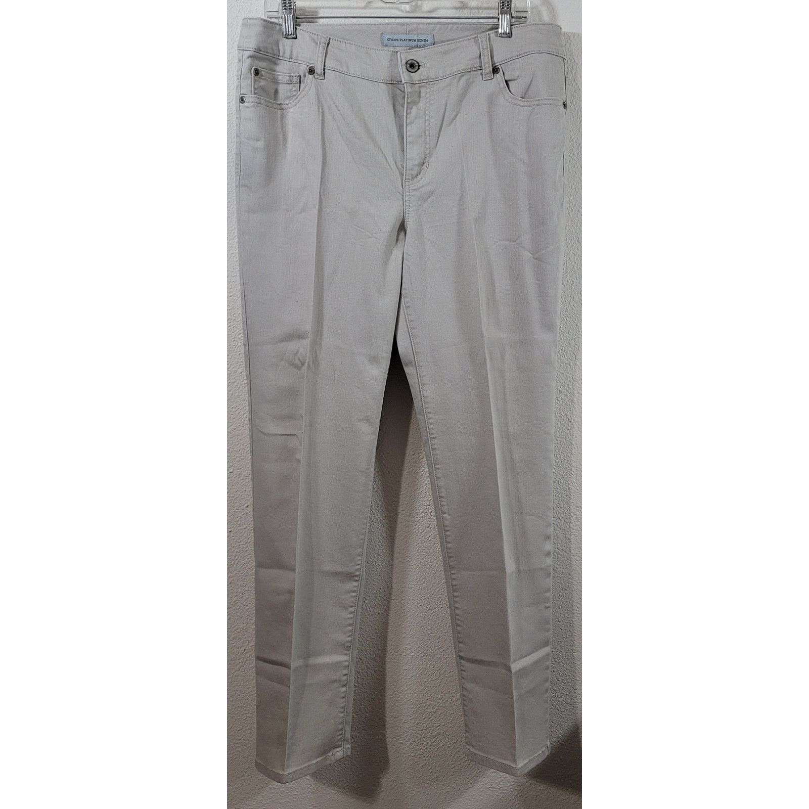 Chicos Chico's Platinum Tan Denim Jeans 25R Lightweight Stretch Size 36" / US 14 / IT 50 - 1 Thumbnail
