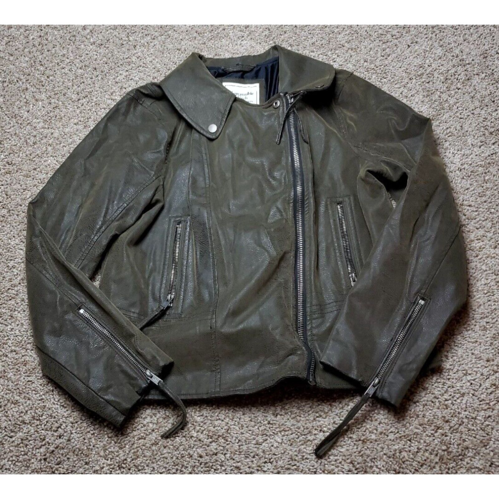 Abercrombie & Fitch Abercrombie & Fitch Moto Jacket Large Womens Green