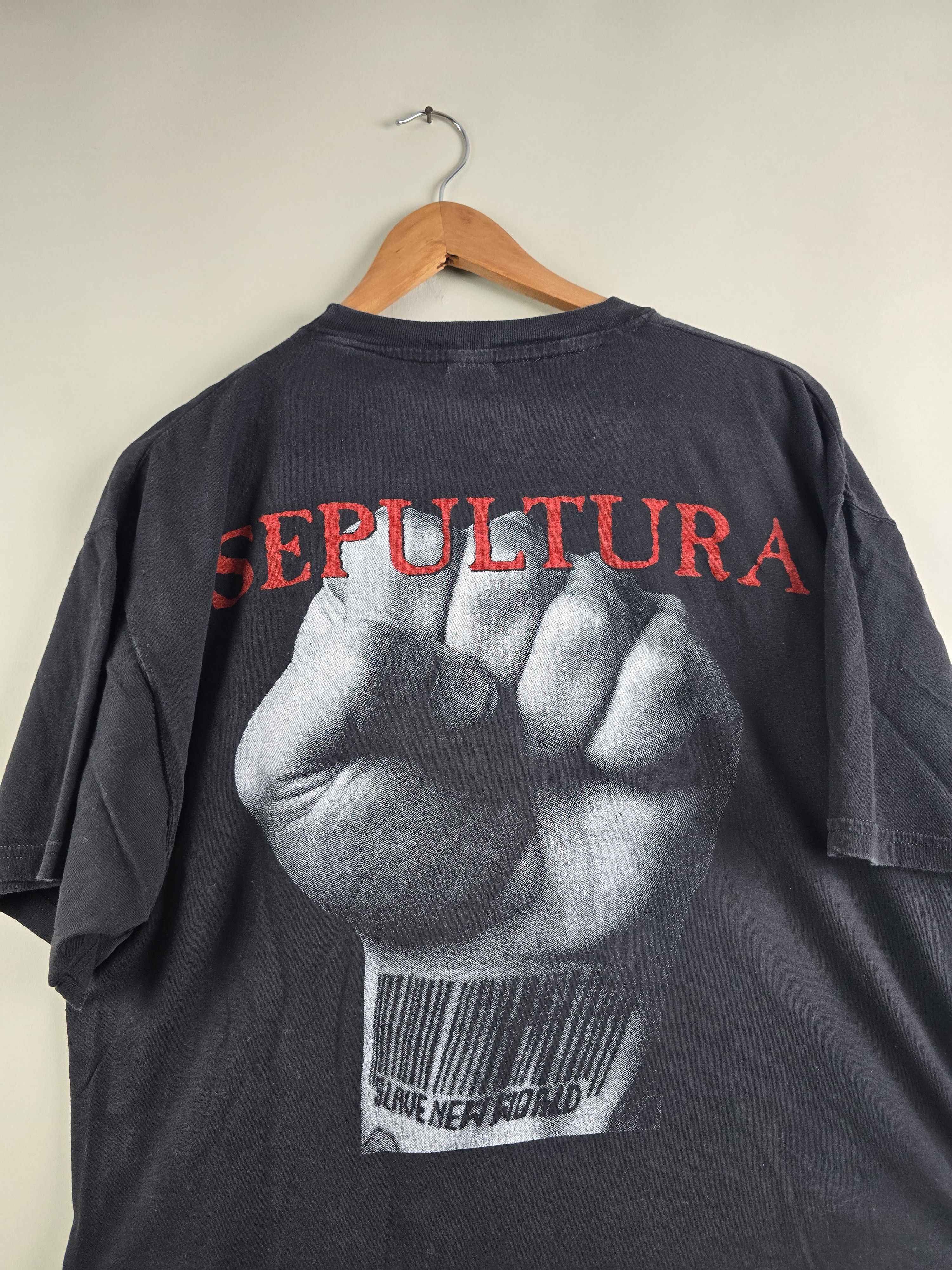Band Tees × Vintage 90s Sepultura Slave New World 1994 L 23" 26.5" Size US L / EU 52-54 / 3 - 5 Thumbnail