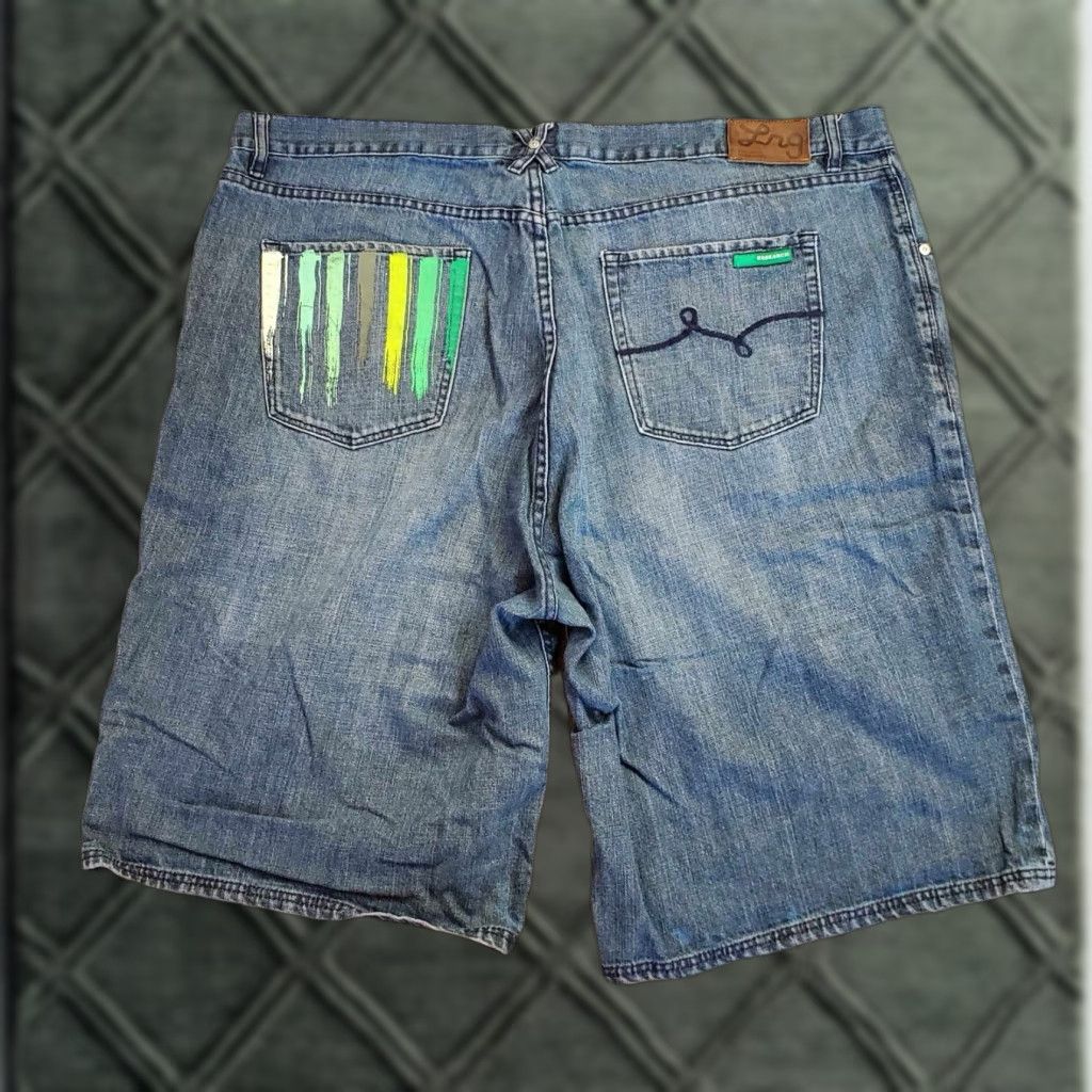 Denime LRG Mens Denim Jean Shorts Distressed 44 Blue Size US 44 / EU 60 - 1 Thumbnail