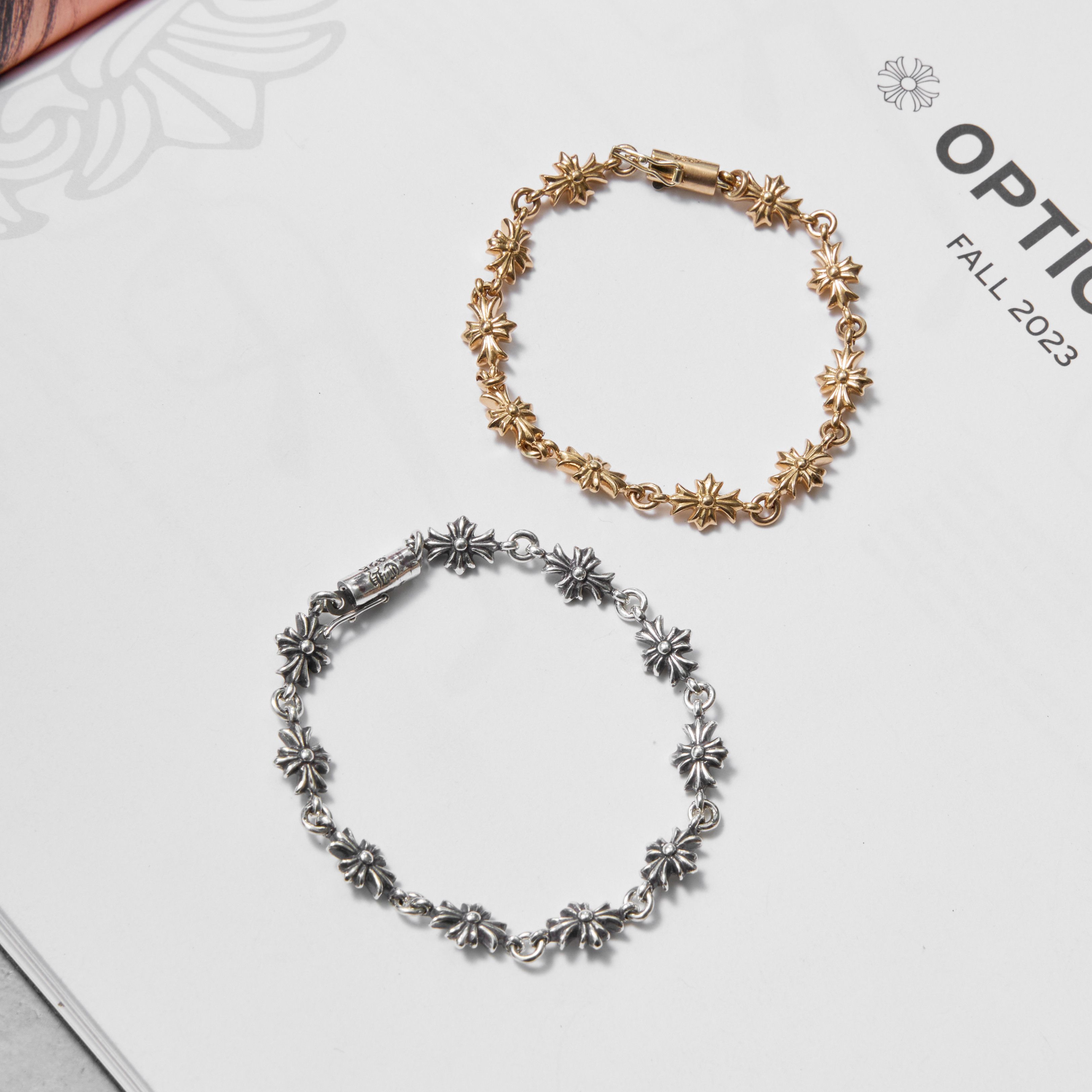 CHROME HEARTS Tiny E 22K Gold Bracelets