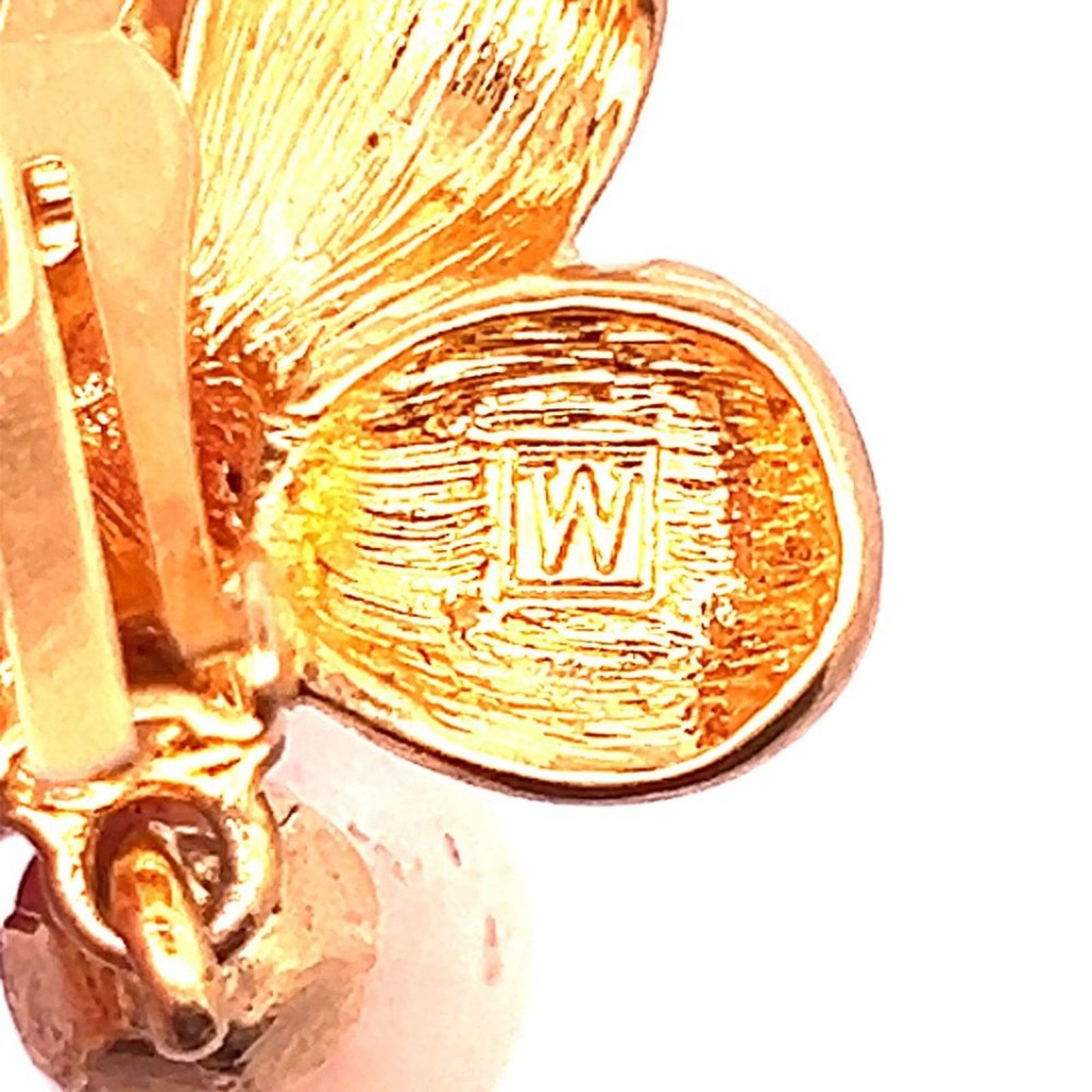 & Other Stories Vintage Weingeroff Gold Green Bow Rhinestone Pearl Earrings Size ONE SIZE - 7 Thumbnail