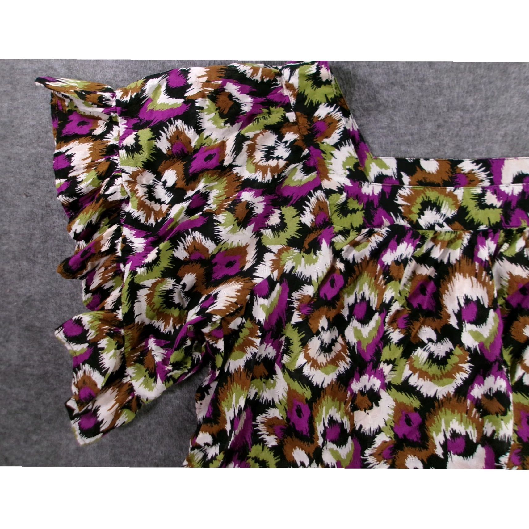Vintage VINTAGE Terra & Sky Women's Blouse 2X Plus Off-Shoulder Floral Boho Chic Cotton Short Sleeve Summer Festival Size XXL / US 16-18 / IT 52-54 - 2 Thumbnail